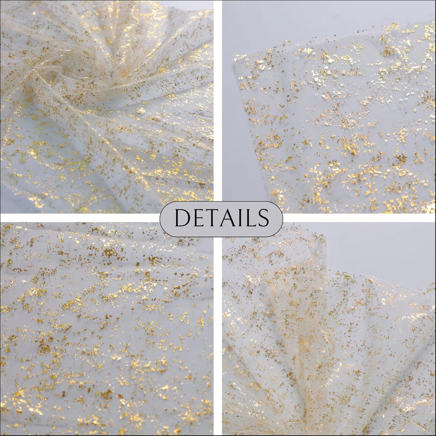 Snowkingdom 3Pcs 10 Ft Gold Table Runners, Sheer Chiffon Tulle Cheesecloth Wedding Runner, Golden Sequin Glitter Metallic Foil Party Table Decorations Centerpieces for Wedding Birthday Christmas