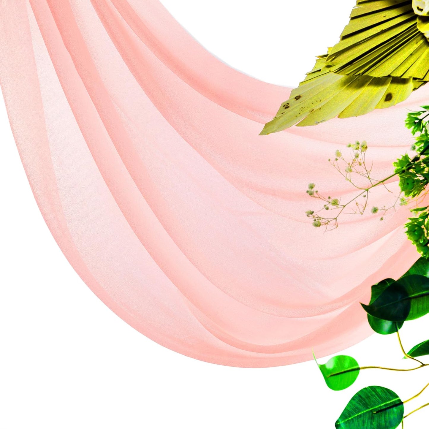 VDS Pack of 1 Panel (30 Inch X 20 Feet) Wedding Arch Draping Fabric Sheer Chiffon Fabric Drapery for Wedding Ceremony Reception Swag Backdrop Canopy Chuppah ARBO Altars Decoration (Peach)