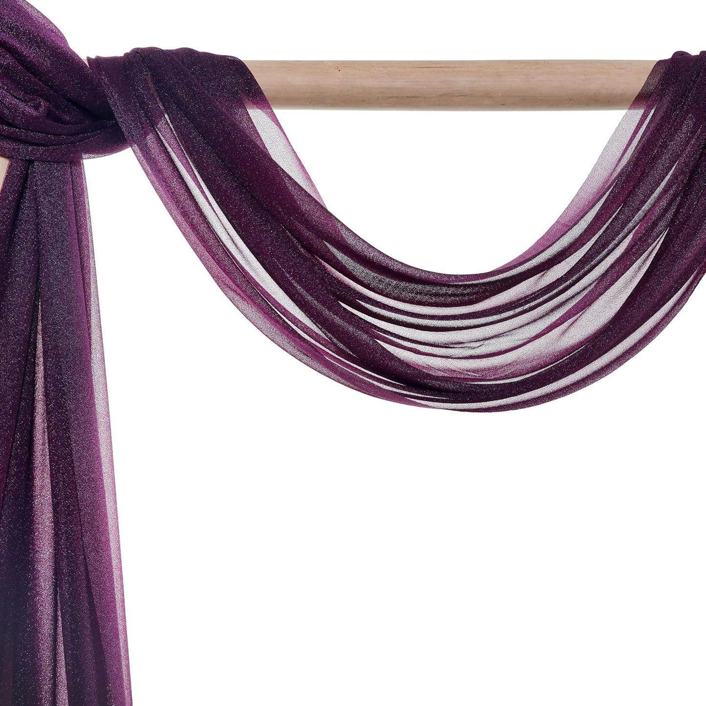 VDS Pack of 1 Panel (30 Inch X 50 Feet) Wedding Arch Draping Fabric Sheer Chiffon Fabric Drapery for Wedding Ceremony Reception Swag Backdrop Canopy Chuppah ARBO Altars Decoration (Eggplant)