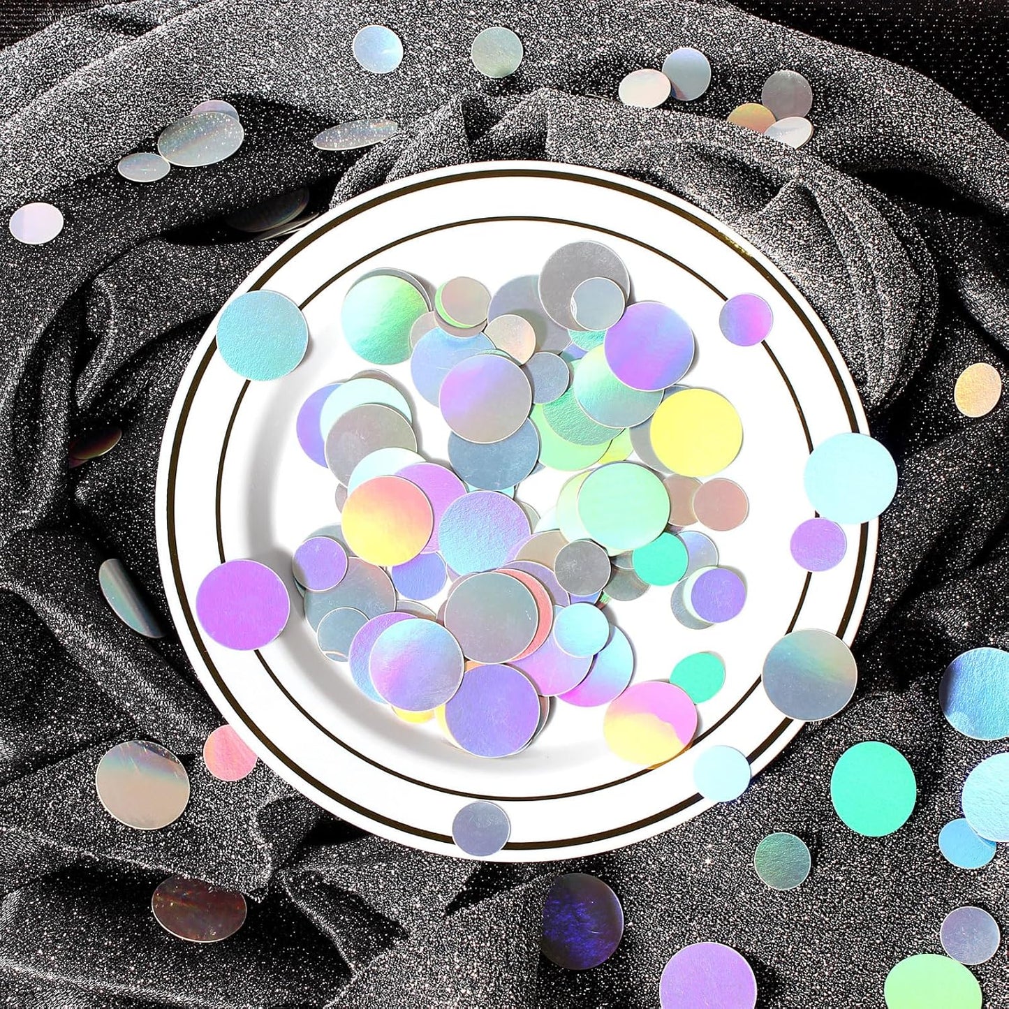 400PC Circle Dots Iridescent Confetti for Birthday Decorations Round Table Scatter for Wedding Baby Shower Bachelorette Bridal Shower Party Supplies