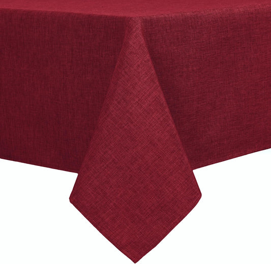 Hiasan Faux Linen Rectangle Tablecloth - Wrinkle and Stain Resistant Washable Table Cloth for Kitchen Dining Room Holiday Table Cover for Dinner, Red, 70 x 120 Inch
