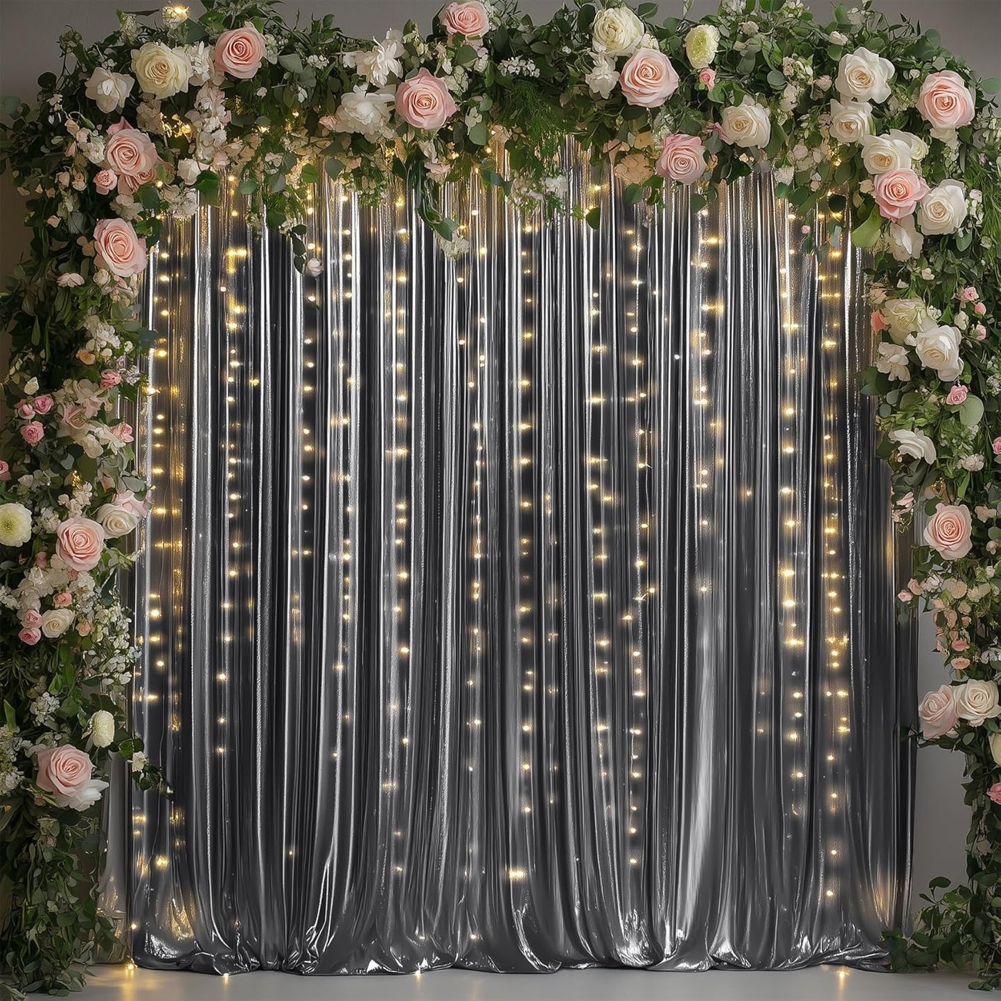 30ftx10ft Black Silver Glitter Sequin Backdrop Curtain for Parties, Wrinkle Free Sparking Backdrop Drapes, 6 Panels 5x10ft Shimmer Photo Back Drop Cloth for Wedding Birthday Photography