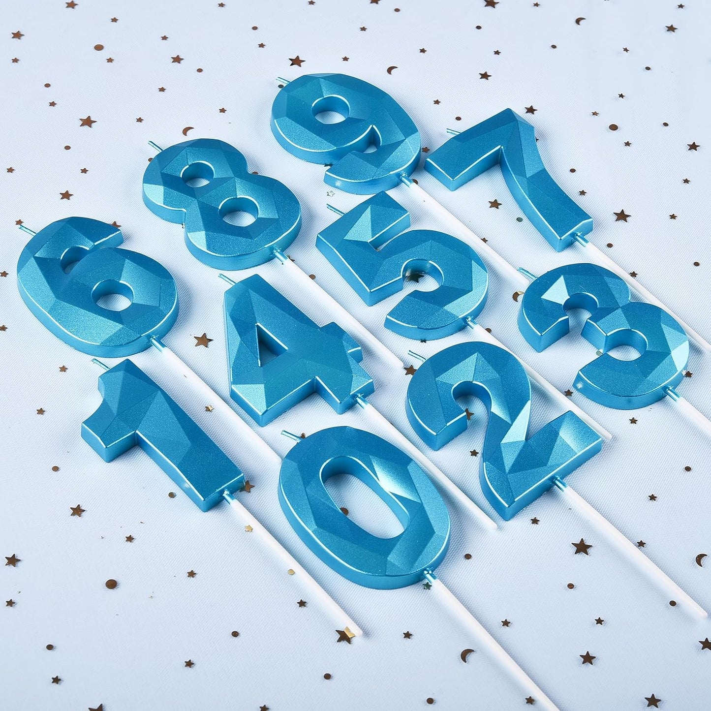 PHD CAKE 2.76 Inch Crystal Blue 0 Number Birthday Candles, Blue Number Candle, Cake Number Candles, Party Celebration