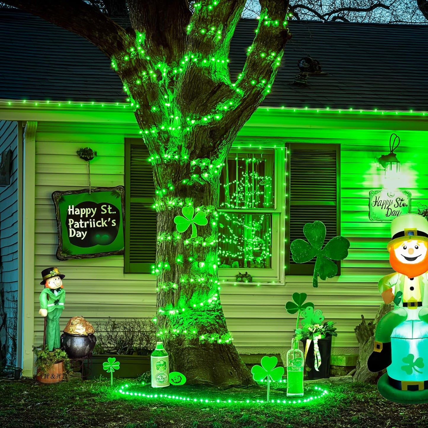 JMEXSUSS 500 LED Green Christmas String Lights Indoor Outdoor, 8 Modes 163 FT Green Halloween Lights Plug-in Clear Wire, Remote Control Christmas Tree Light for Tree Party Halloween