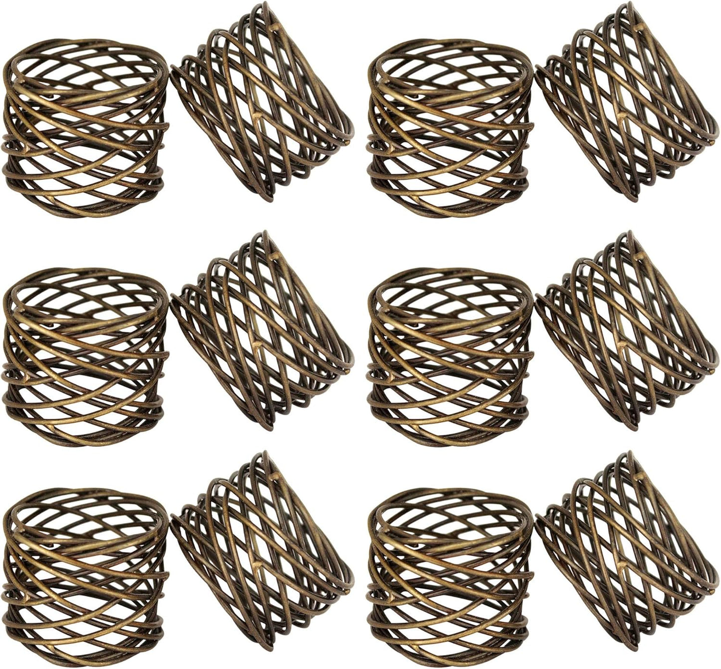 Handmade Round Mesh Napkin Rings Holder for Dinning Table Parties Everyday, Set of 12