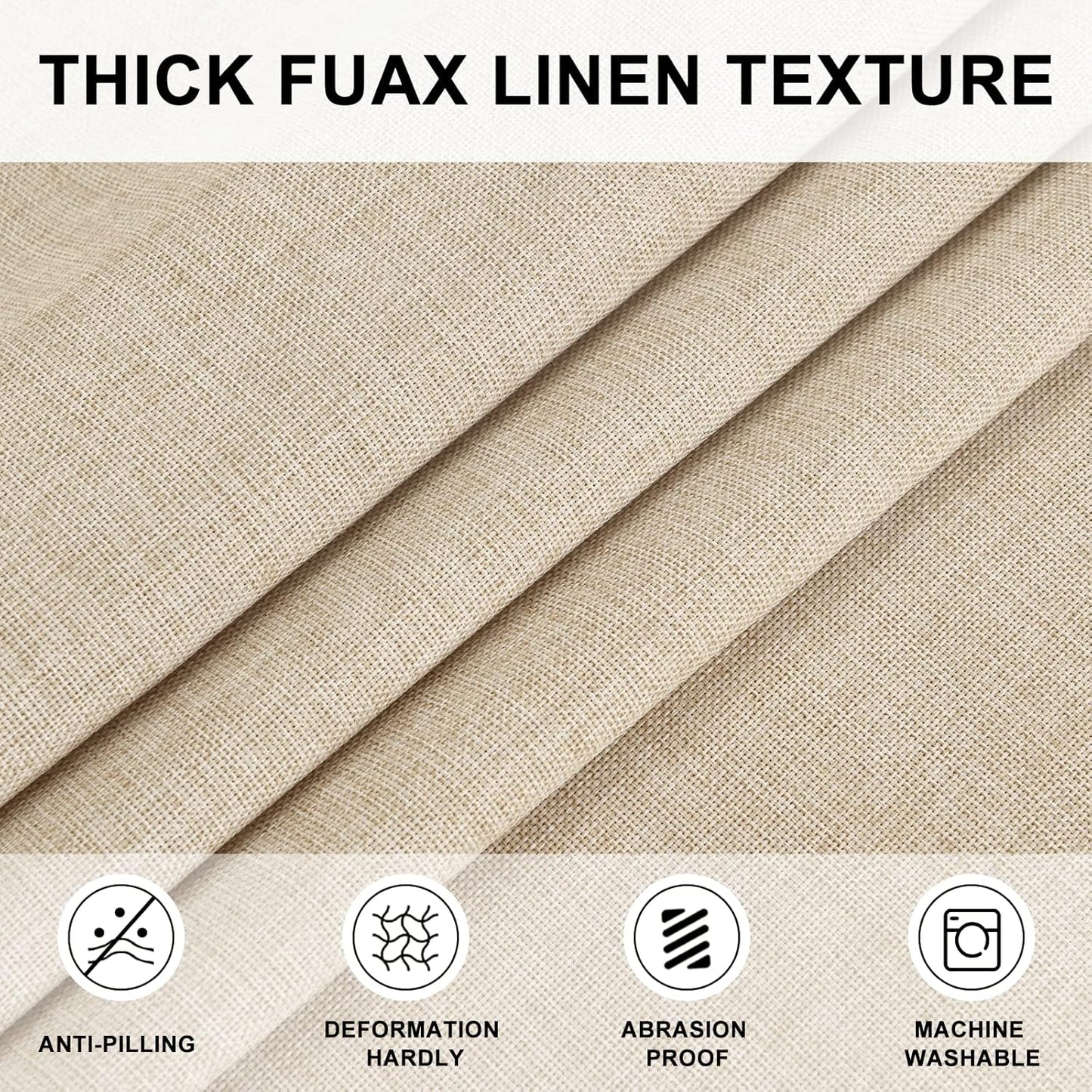 Hiasan Round Linen Tablecloth 50 Inch - Wrinkle and Stain Resistant Washable Polyester Fabric Table Cloth for Dining Room Kitchen Party, Beige