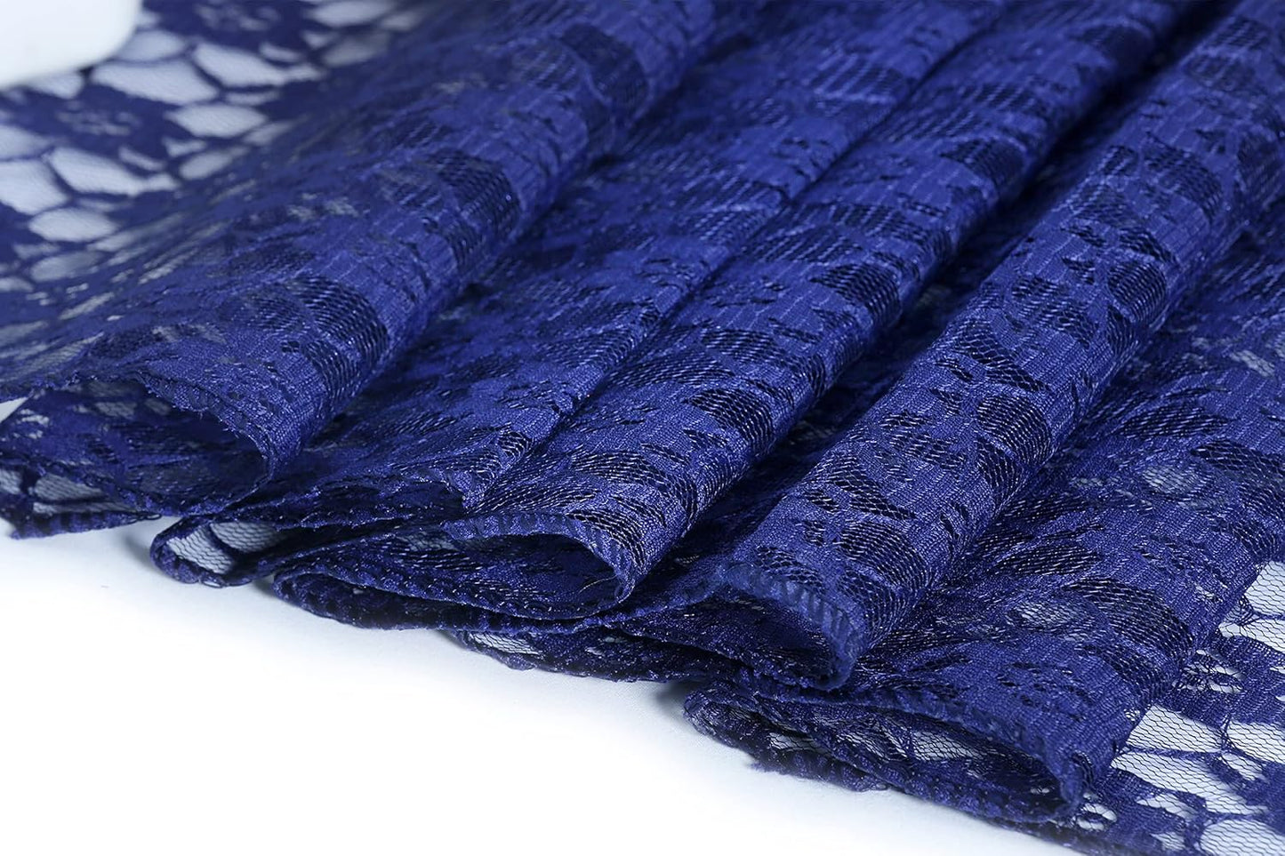 MDS Pack of 15 Wedding 12 x 108 inches Lace Table Runner for Wedding, Decorations for Birthday Parties, Banquets, Graduations, Engagements, and Runners fit Rectangle, Round Table- Navy Blue