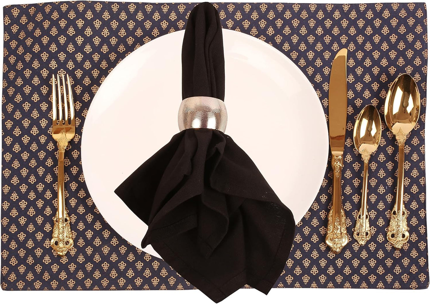 Brass Base Handcrafted Beautiful Attractive Look Large Size Party Dining Table Napkin Holders in Silver Tone. (Set of 6).