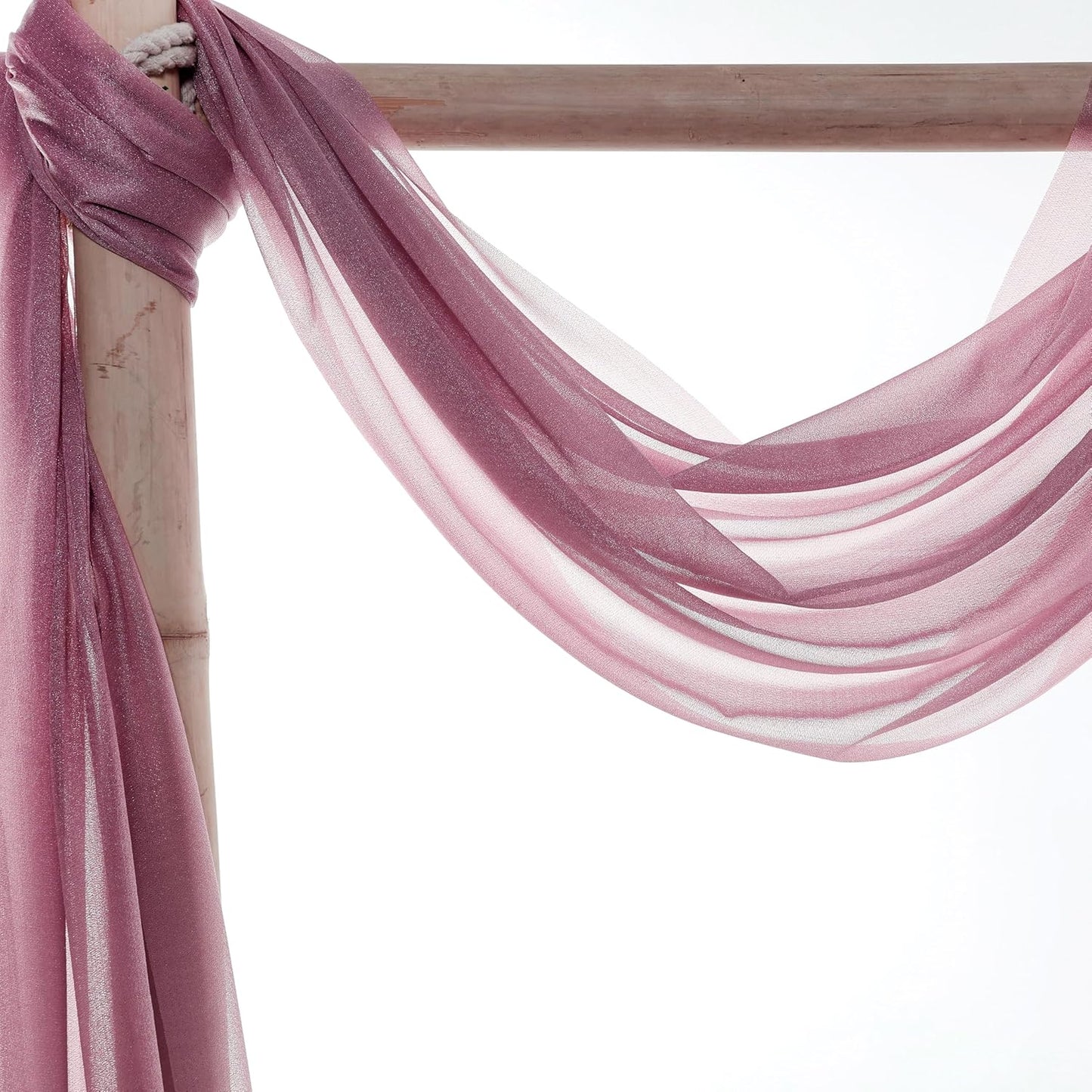 VDS Pack of 1 Panel (30 Inch X 100 Feet) Wedding Arch Draping Fabric Sheer Chiffon Fabric Drapery for Wedding Ceremony Reception Swag Backdrop Canopy Chuppah ARBO Altars Decoration (Mauva)