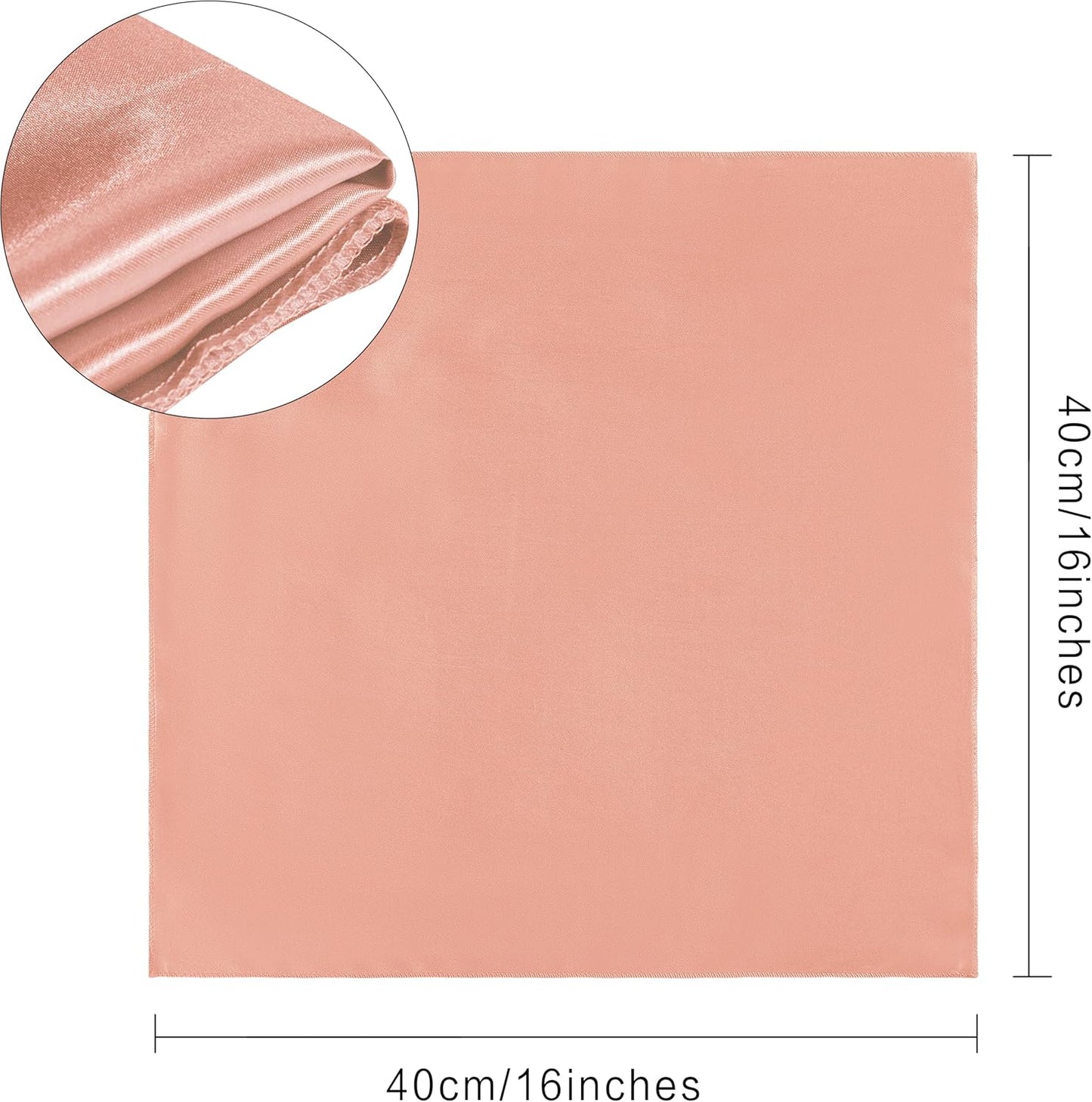 36 Pack Square Satin Dinner Napkins, 16x16 Inches Silky Soft Smooth Table Cloth Napkins for Restaurant Weddings Banquet Party Decoration, Rose Gold