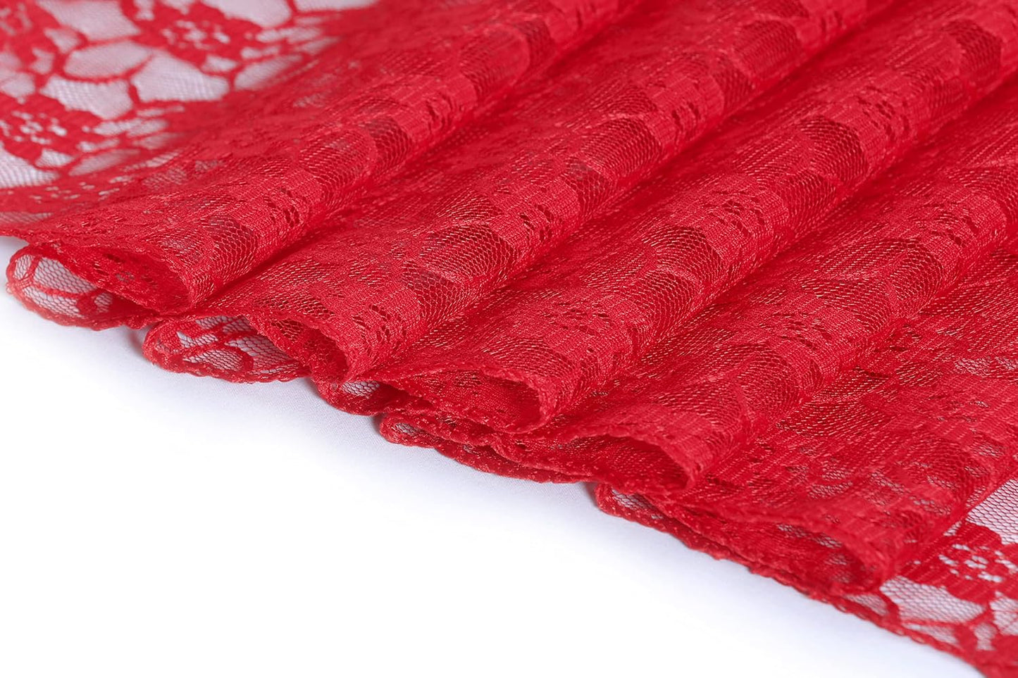 MDS Pack of 25 Wedding 12 x 108 inches Lace Table Runner for Wedding, Decorations for Birthday Parties, Banquets, Graduations, Engagements, and Runners fit Rectangle, Round Table- Red