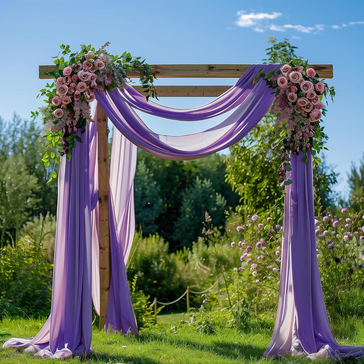 Wedding Arch Draping Fabric 6 Panels 28.7" x 20FT Lavender Purple Sheer Chiffon Backdrop Drapes for Wedding Ceremony Birthday Party Bridal Shower Outdoor Decoration