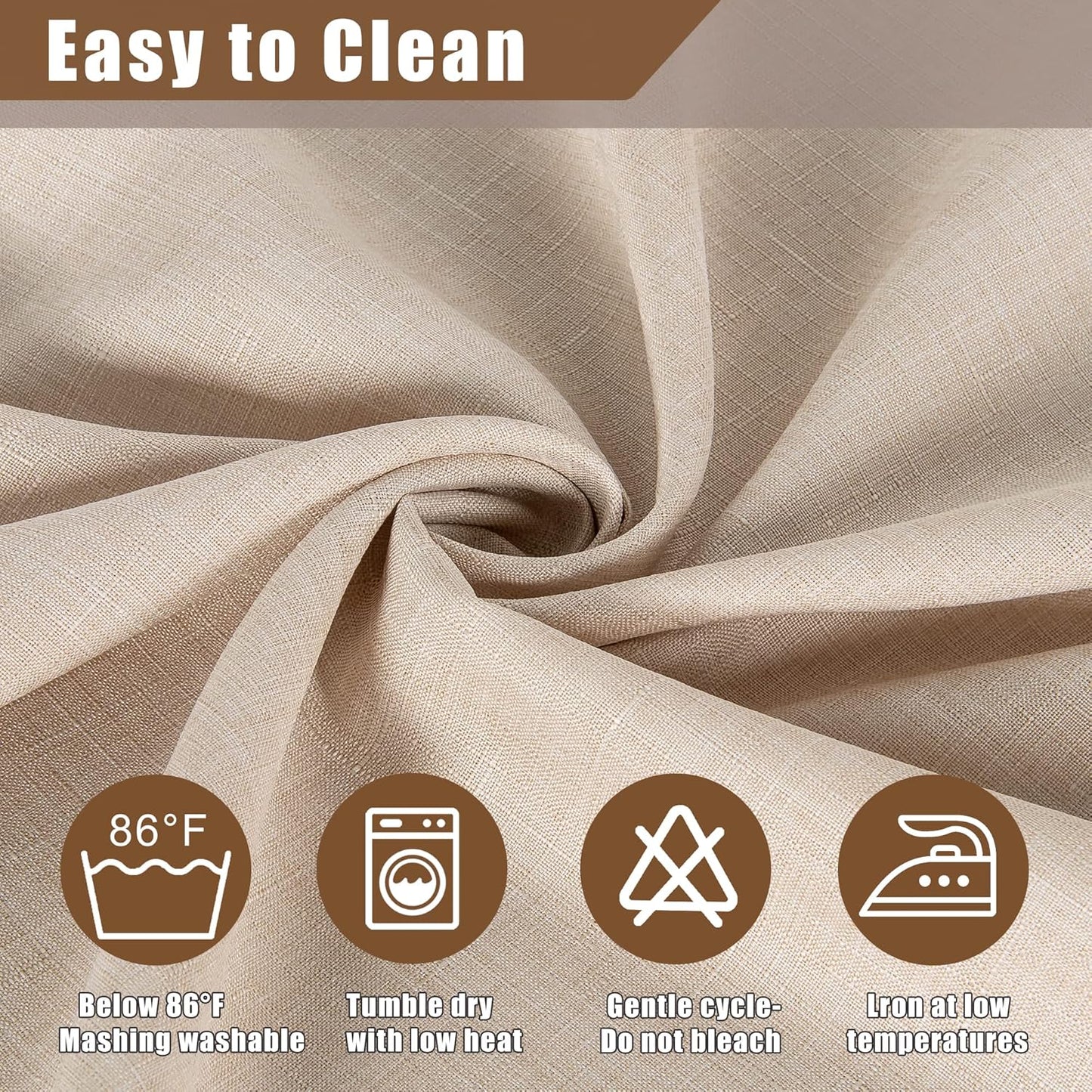 Fitable Linen Textured Tablecloth Washable Fabric Rectangle Table Cloth for 8 Foot Tables, Holiday Table Cover for Kitchen Dining, Party, Farmhouse (Beige, 54 x 108 Inch)