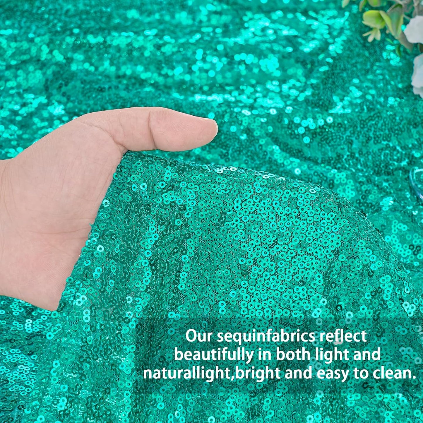 QueenDream Lake Green Tablecloth Sequin Fabric Table Cloths 90x156 Inch Mermaid Party Decorations Purple Overlay Drapes Birthday Party Ocean Decorations