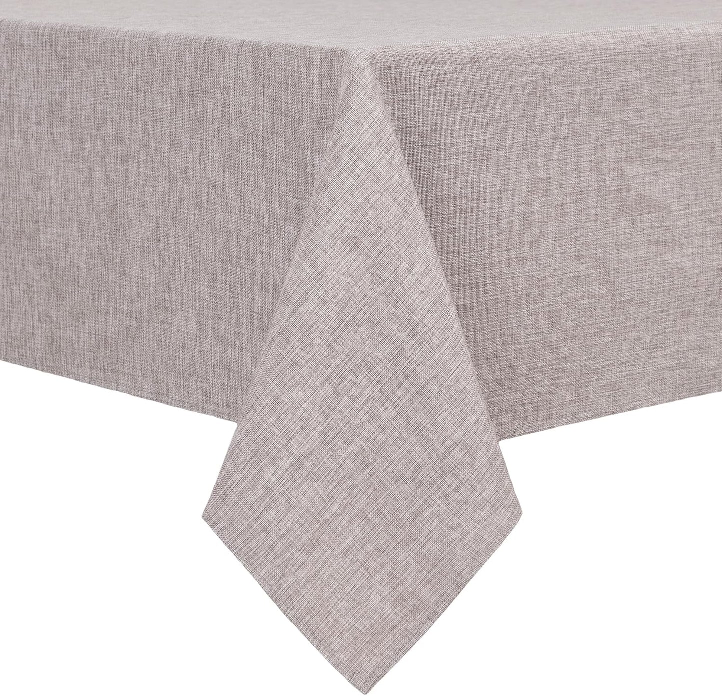 Hiasan Faux Linen Rectangle Tablecloth - Wrinkle and Stain Resistant Washable Table Cloth for Kitchen Dining Room Holiday Table Cover for Party Dinner, Stone, 60 x 84 Inch