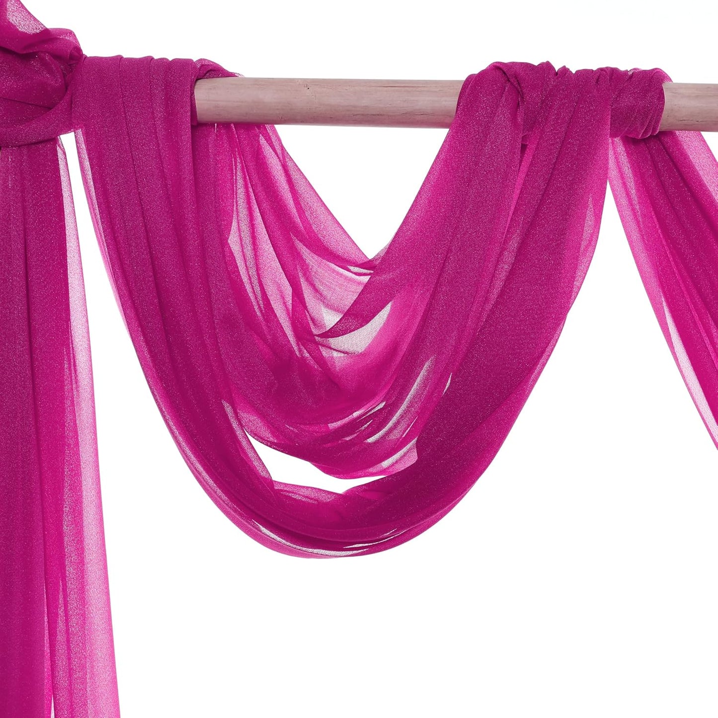 VDS Pack of 2 Panel (30 Inch X 30 Feet) Wedding Arch Draping Fabric Sheer Chiffon Fabric Drapery for Wedding Ceremony Reception Swag Backdrop Canopy Chuppah ARBO Altars Decoration (Magenta)