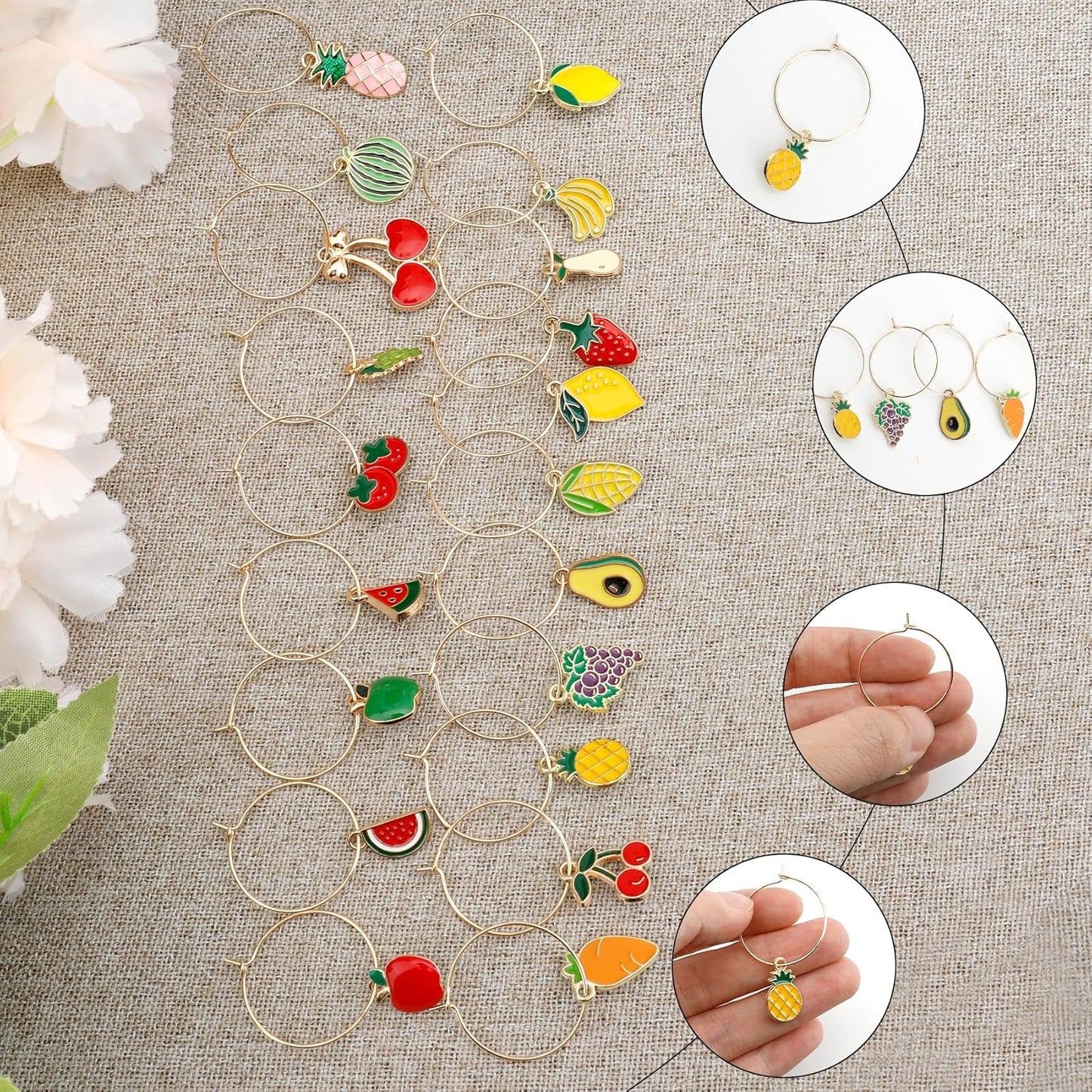 Wine Glass Charms Wine Charms for Stem Glasses Glass Markers Identifiers Tags for Christmas Tasting Party Favors Decorations