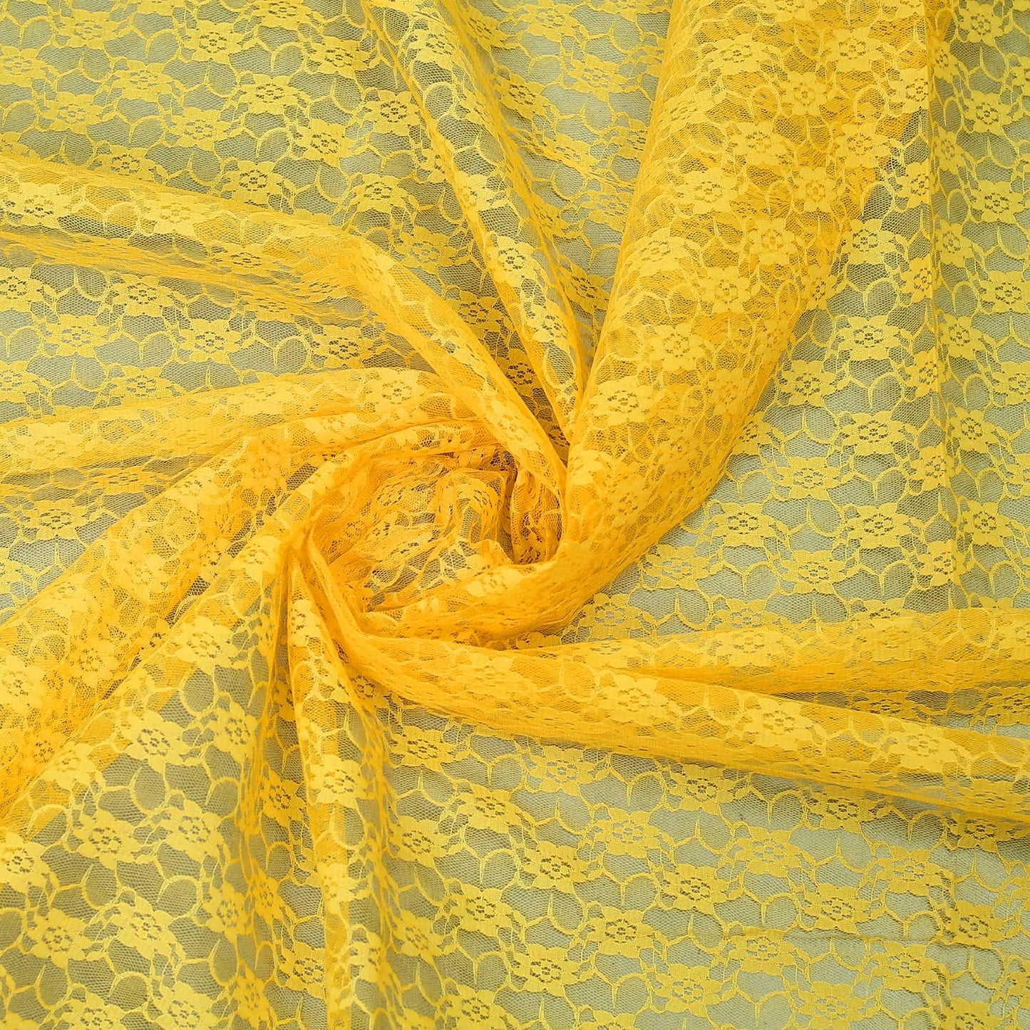 MDS Pack of 25 Wedding 12 x 108 inches Lace Table Runner for Wedding, Decorations for Birthday Parties, Banquets, Graduations, Engagements, and Runners fit Rectangle, Round Table- Yellow Gold