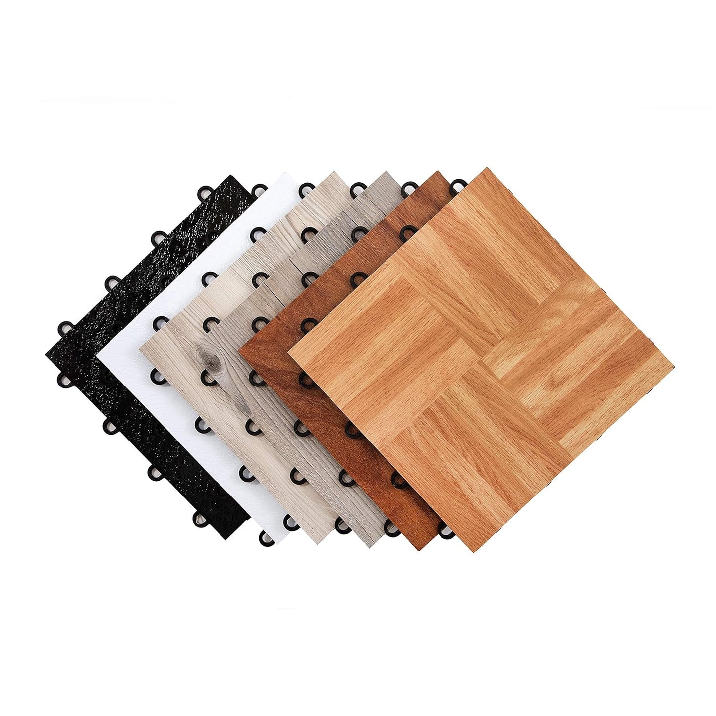 IncStores 3/8" Thick Snap Together Dance Flooring Tiles | 12”x12” Printed Vinyl Dance Floor Tiles for Practice & Performance | Barnwood | 52 Tile Pack