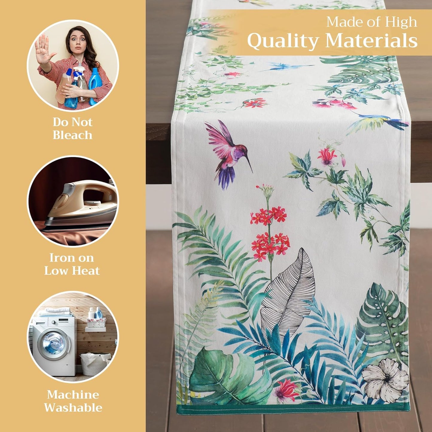 Maison d' Hermine Table Runner 100% Cotton Double Layer Table Runners 108 inches Long Decorative for Kitchen Dining Party Baby Shower Wedding Bridal Shower Spring Summer (Tropiques, 14.50" x 108")