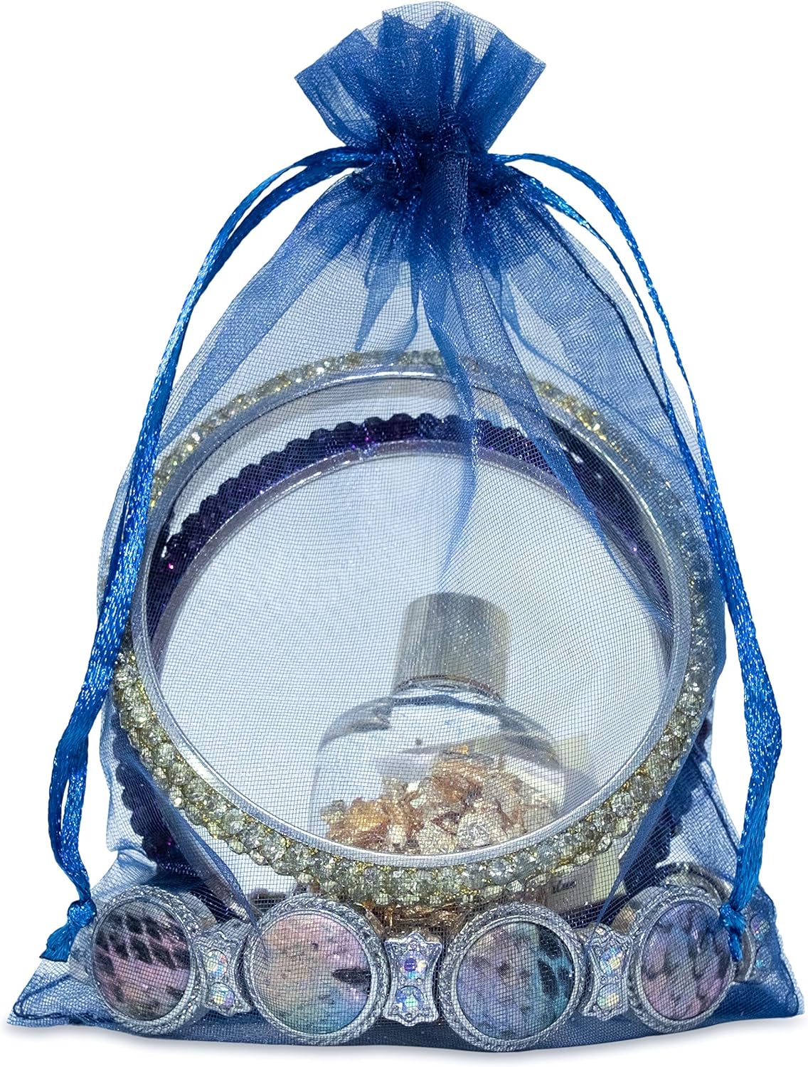 TheDisplayGuys 48-Pack 4x6 Navy Blue Sheer Organza Gift Bags with Drawstring, Jewelry Candy Treat Wedding Party Favors Mesh Pouch