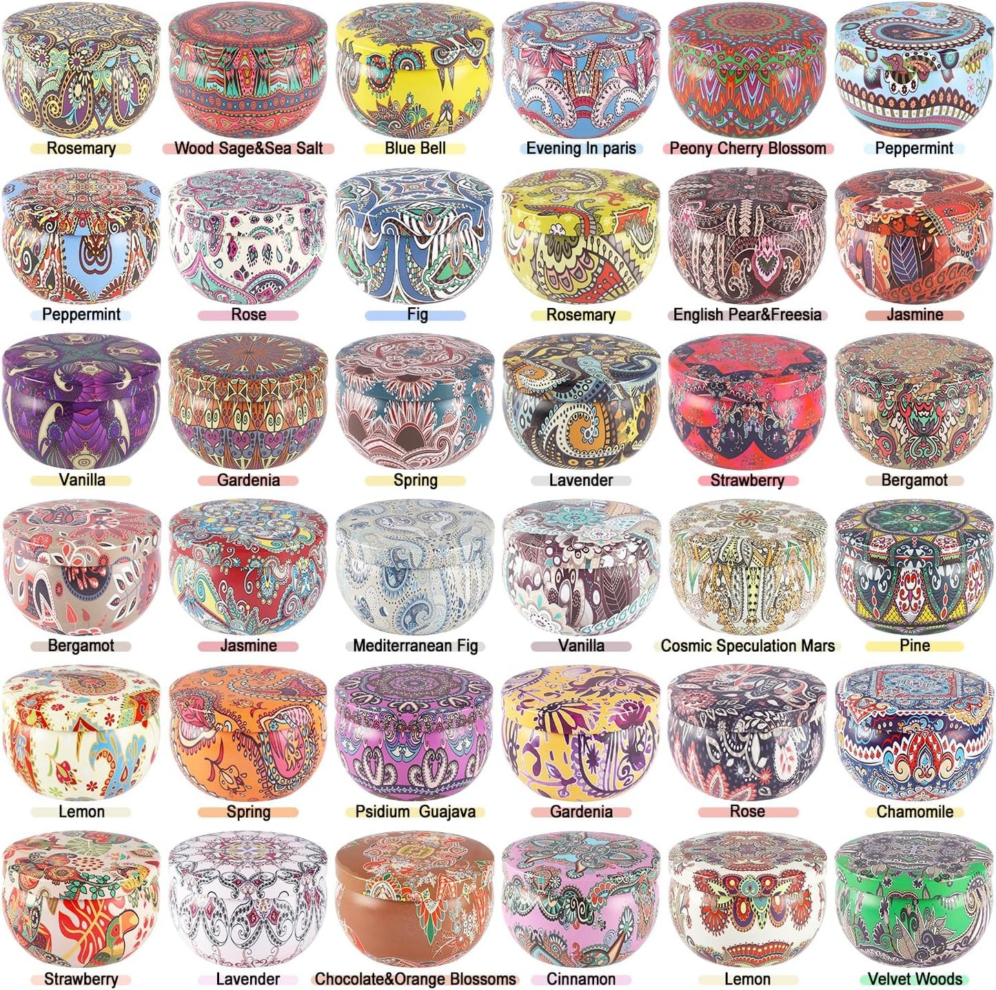 Scented Candles Gifts Set 36 Pack Soy Wax Travel Tin Jar Candles for Home 2.5 OZ Scented Candles for Mom for Christmas, Birthday, Thanksgiving, Mother's Day