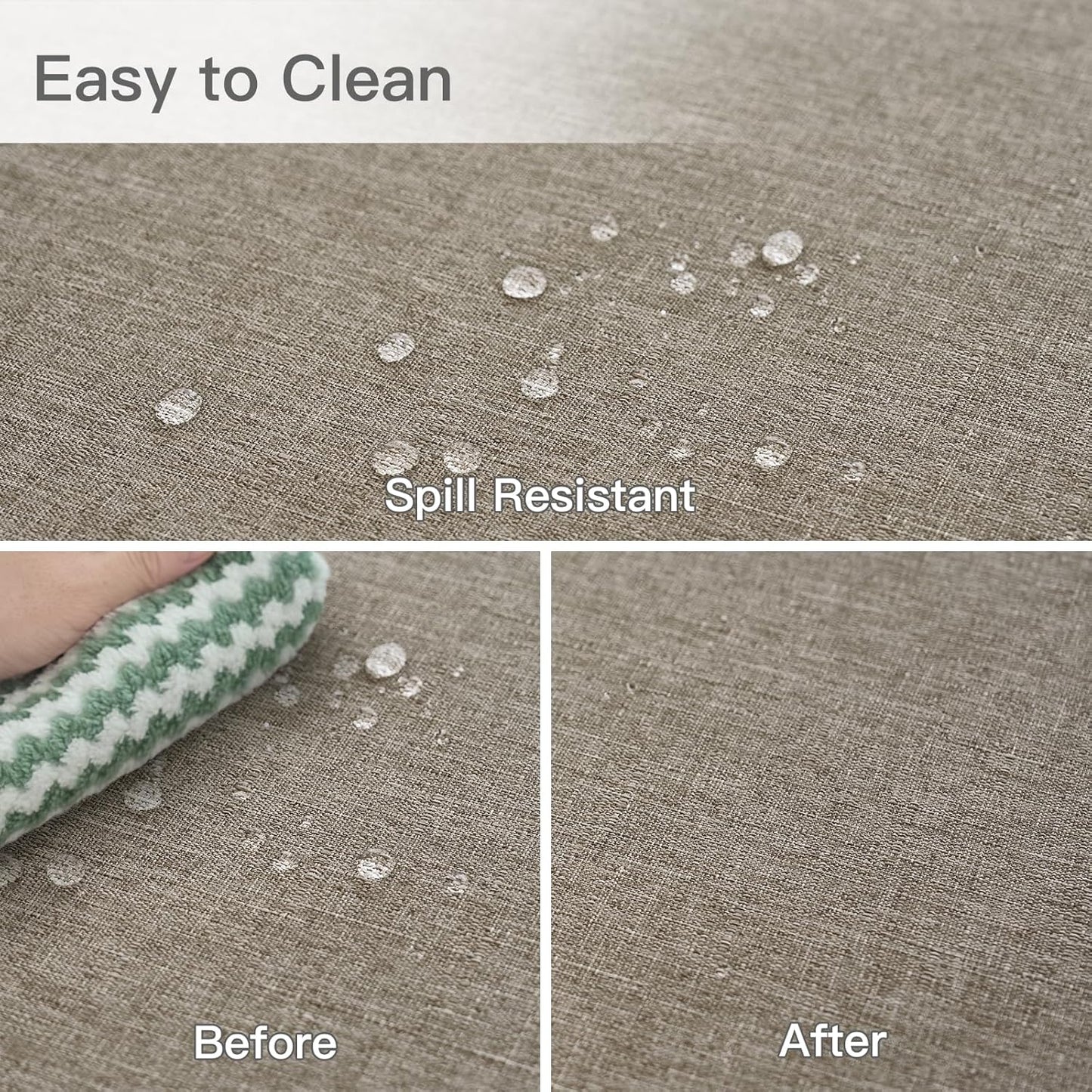 maxmill Rectangle Linen Texture Tablecloth Stain Proof Waterproof Wrinkle Free Washable Dining Table Cloth Wipeable Fabric Table Cover for Dining Room Farmhouse Tablecloths, 60 x 120 Inch, Mocha