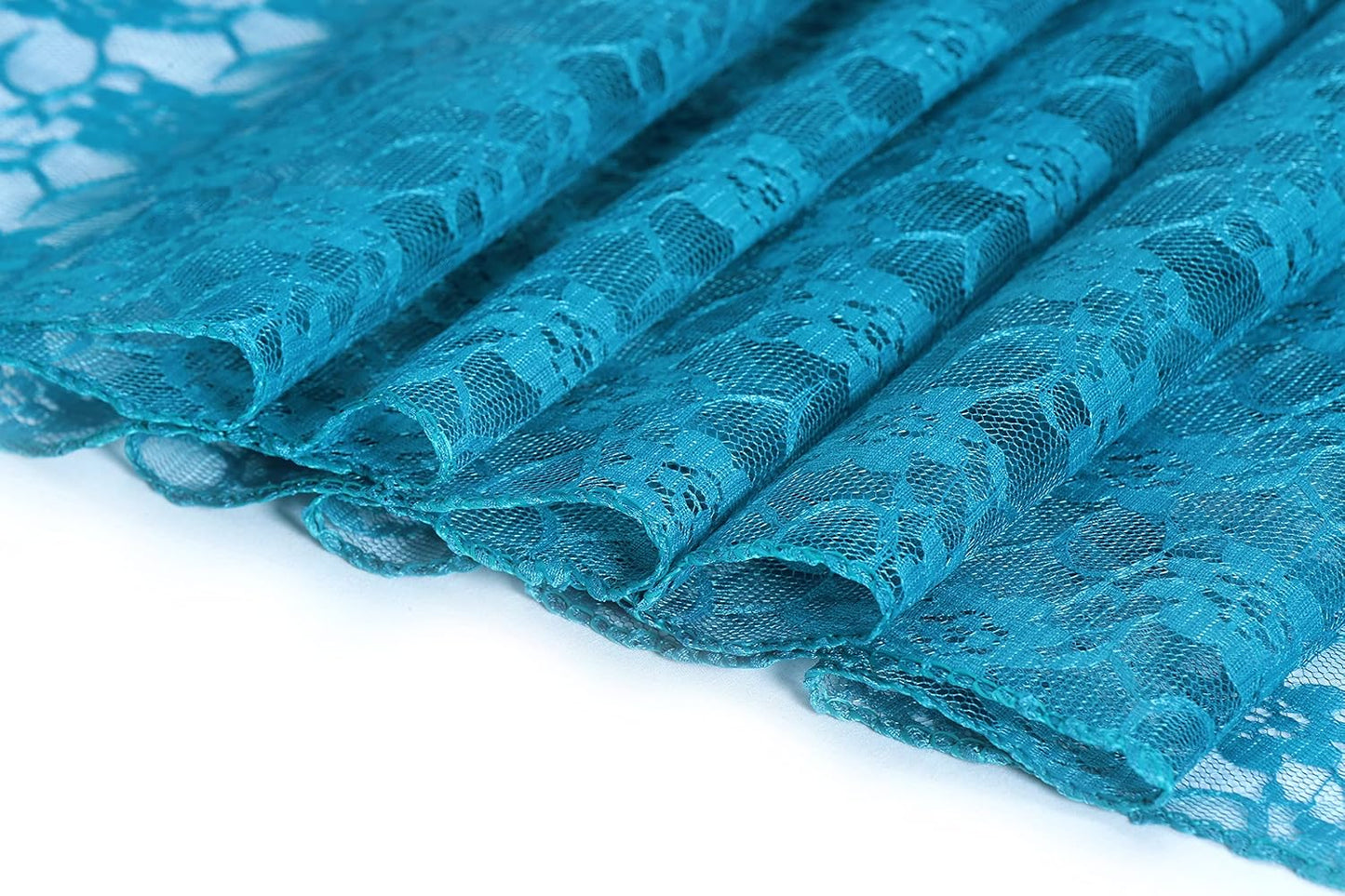 MDS Pack of 20 Wedding 12 x 108 inches Lace Table Runner for Wedding, Decorations for Birthday Parties, Banquets, Graduations, Engagements, and Runners fit Rectangle, Round Table- Dark Teal