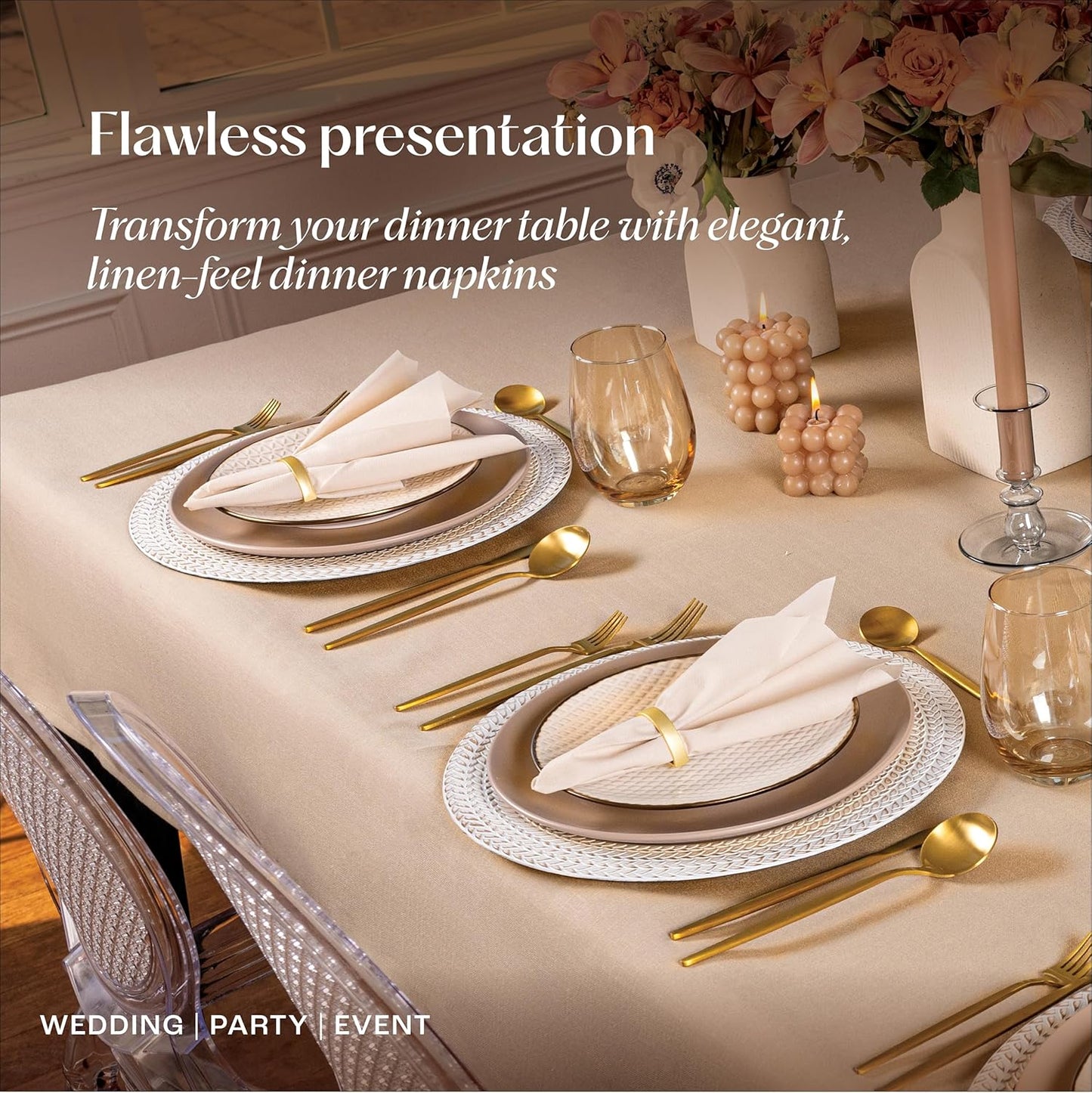 50-Pack Disposable Linen-Feel Burgundy Napkins, 12" x 17" Cloth-Like Paper Dinner Napkins For Wedding, Bathroom, Party Or Event