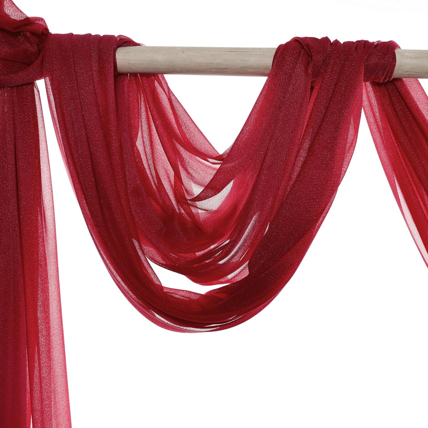 VDS Pack of 2 Panel (30 Inch X 40 Feet) Wedding Arch Draping Fabric Sheer Chiffon Fabric Drapery for Wedding Ceremony Reception Swag Backdrop Canopy Chuppah ARBO Altars Decoration (Apple Red)