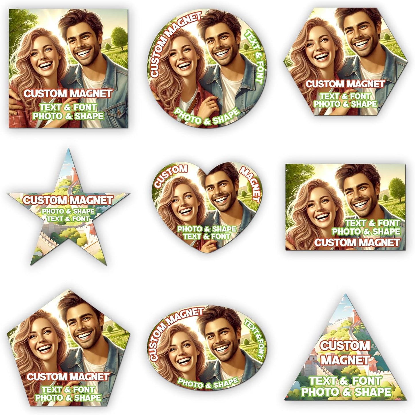 KETABAO – 13" Create Your Own Custom Refrigerator and Car Heart Photo Magnets - Personalized Decorative Magnetic Frames