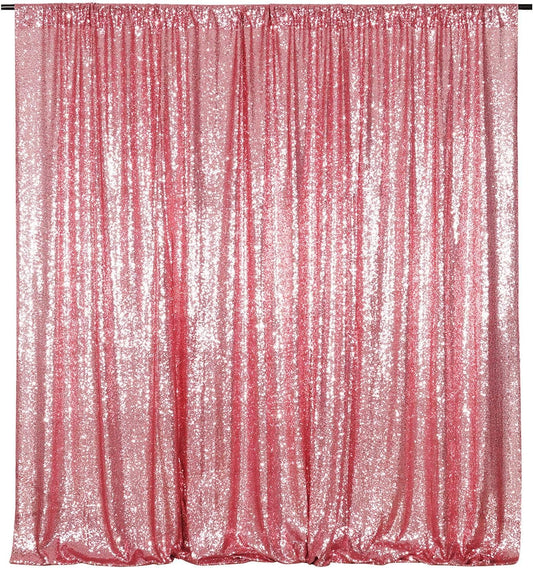 Poise3EHome 10FT x 10FT Sequin Photography Backdrop Curtain for Party Decoration, Fuchsia Pink