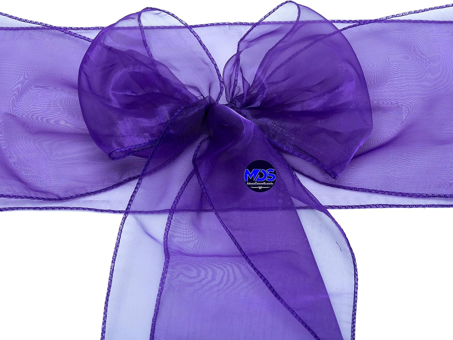 MDS Pack of 75 PCS Organza Chair Sashes Wider Dining Chair Bows Ribbon Tie Back for Wedding Party Birthday Bridal Shower Reception Event Banquet Home Chair Cover Decoration - Purple
