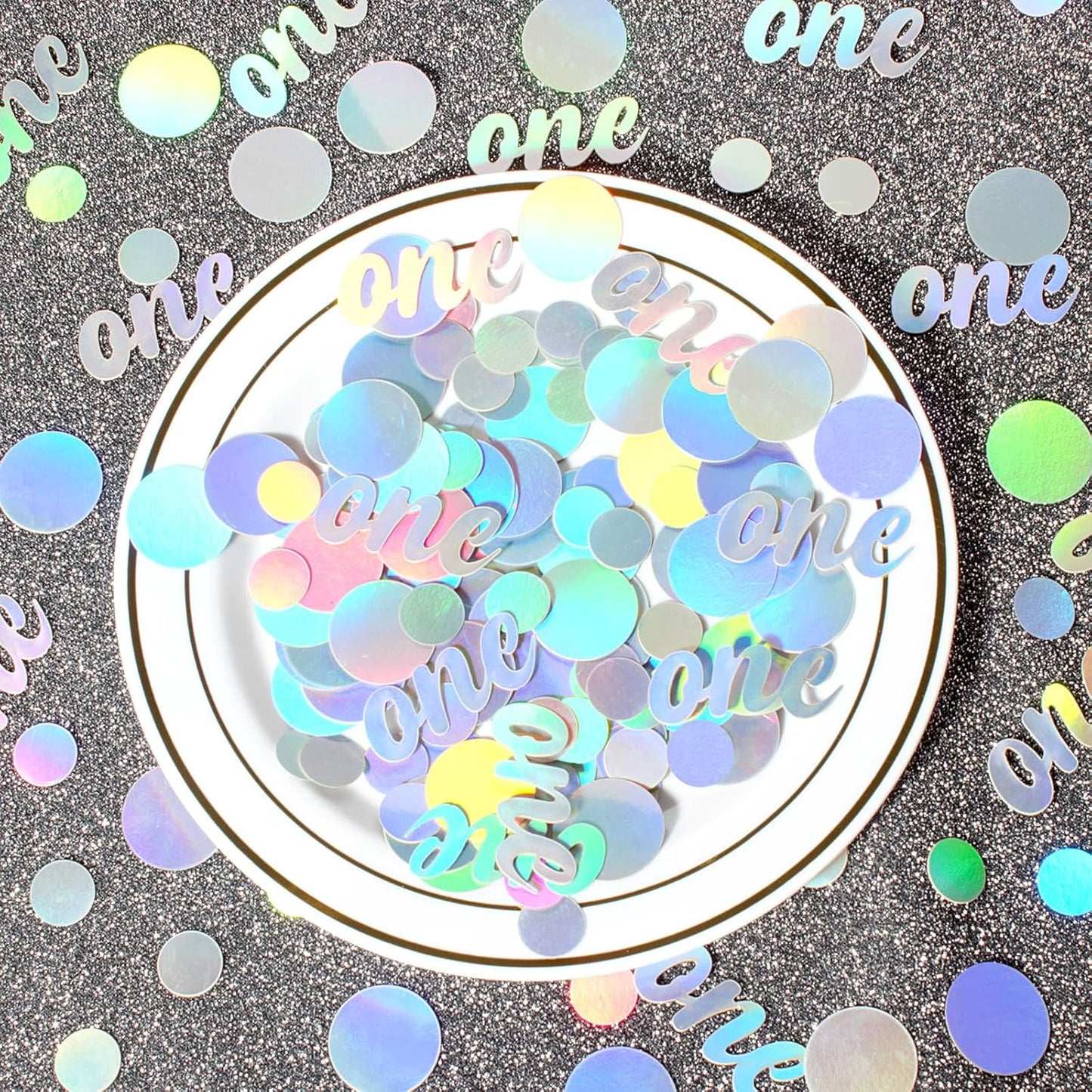 One Birthday Confetti Iridescent Baby First Birthday Decorations Circle Table Scatter Baby Shower The First Year Anniversary Party Table Decor Supplies 300PC