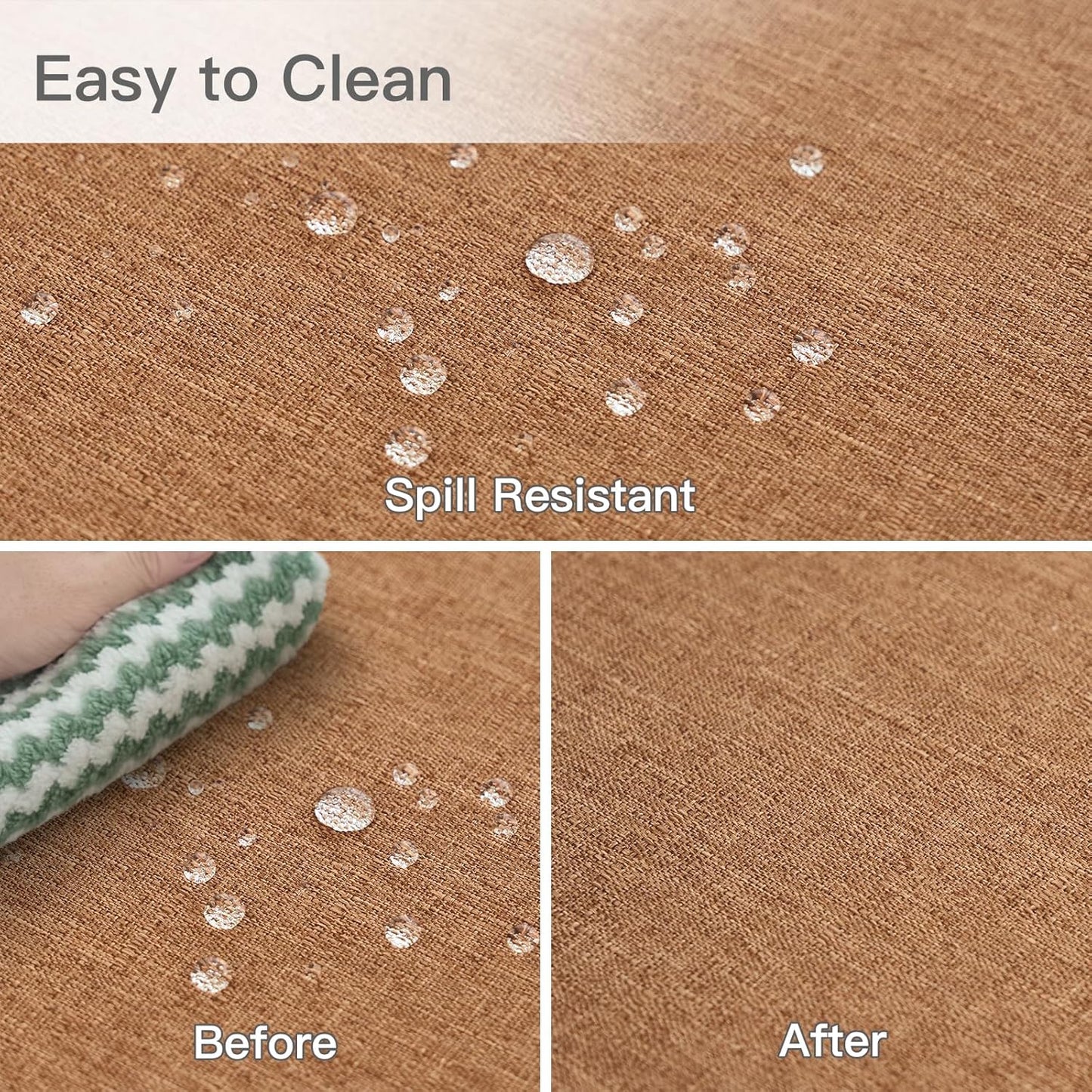 maxmill Fall Round Tablecloth Linen Texture Stain Resistant Waterproof Anti-Shrink Spillproof Washable Soft Table Cloth for Dining Room, Farmhouse Harvest Thanksgiving Holiday Party, 70 Inch, Amber