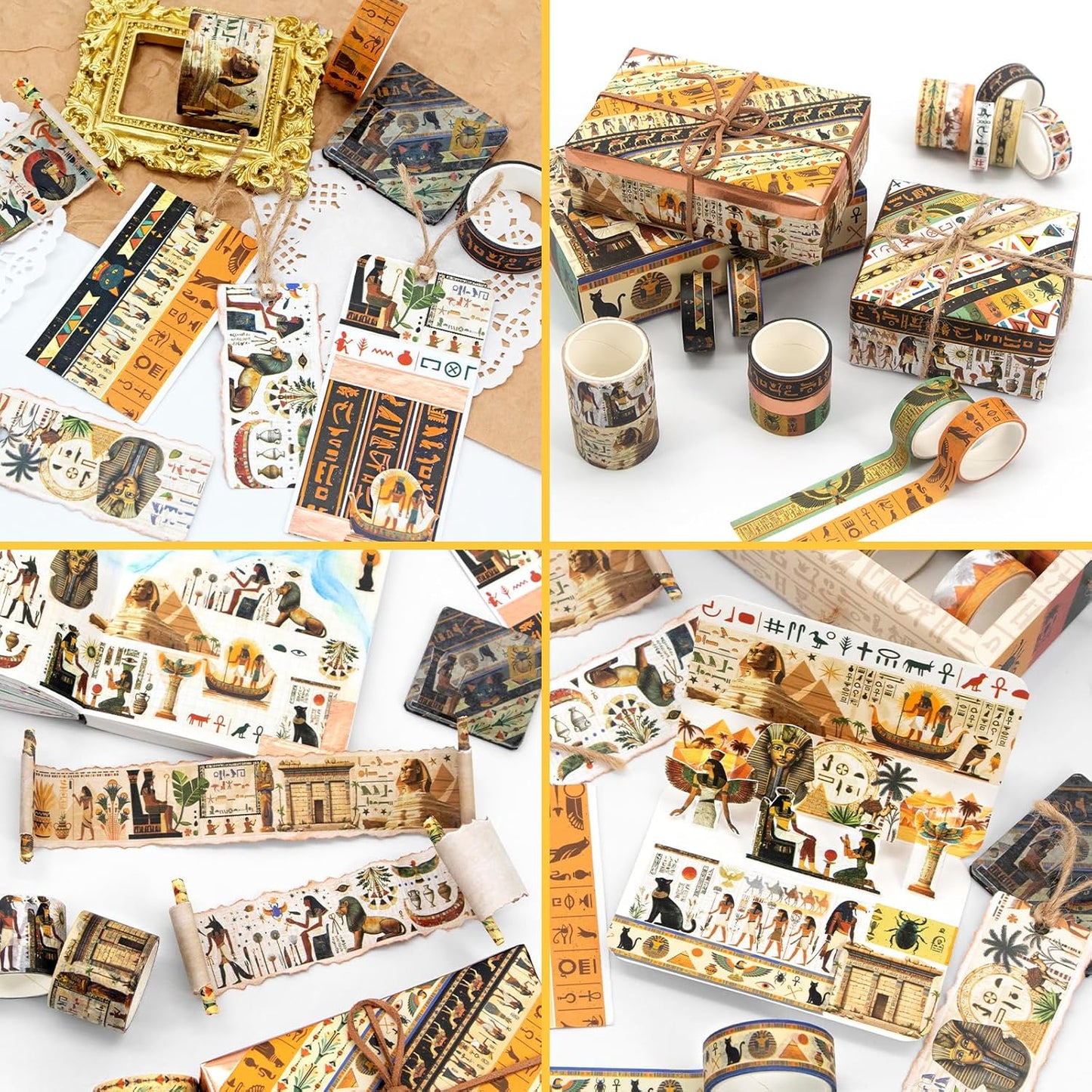 Mooker 16 Rolls Washi Tape Set - Decorative Tape Egyptian Style, Craft Tape for Journaling Supplies, Scrapbooking Supplies, Journaling Supplies, DIY Crafts, Junk Journal Supplies, Scrapbook Paper