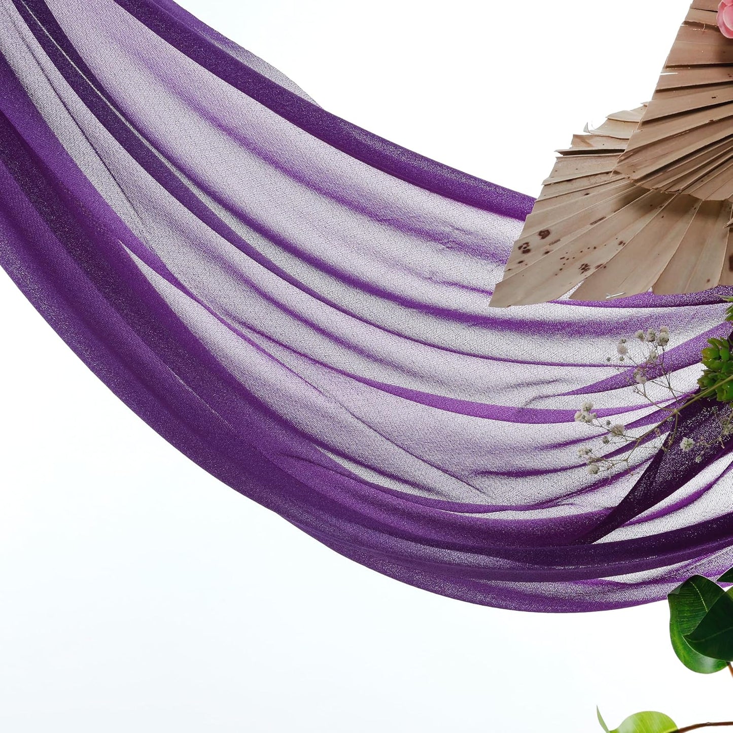 VDS Pack of 1 Panel (30 Inch X 20 Feet) Wedding Arch Draping Fabric Sheer Chiffon Fabric Drapery for Wedding Ceremony Reception Swag Backdrop Canopy Chuppah ARBO Altars Decoration (Purple)