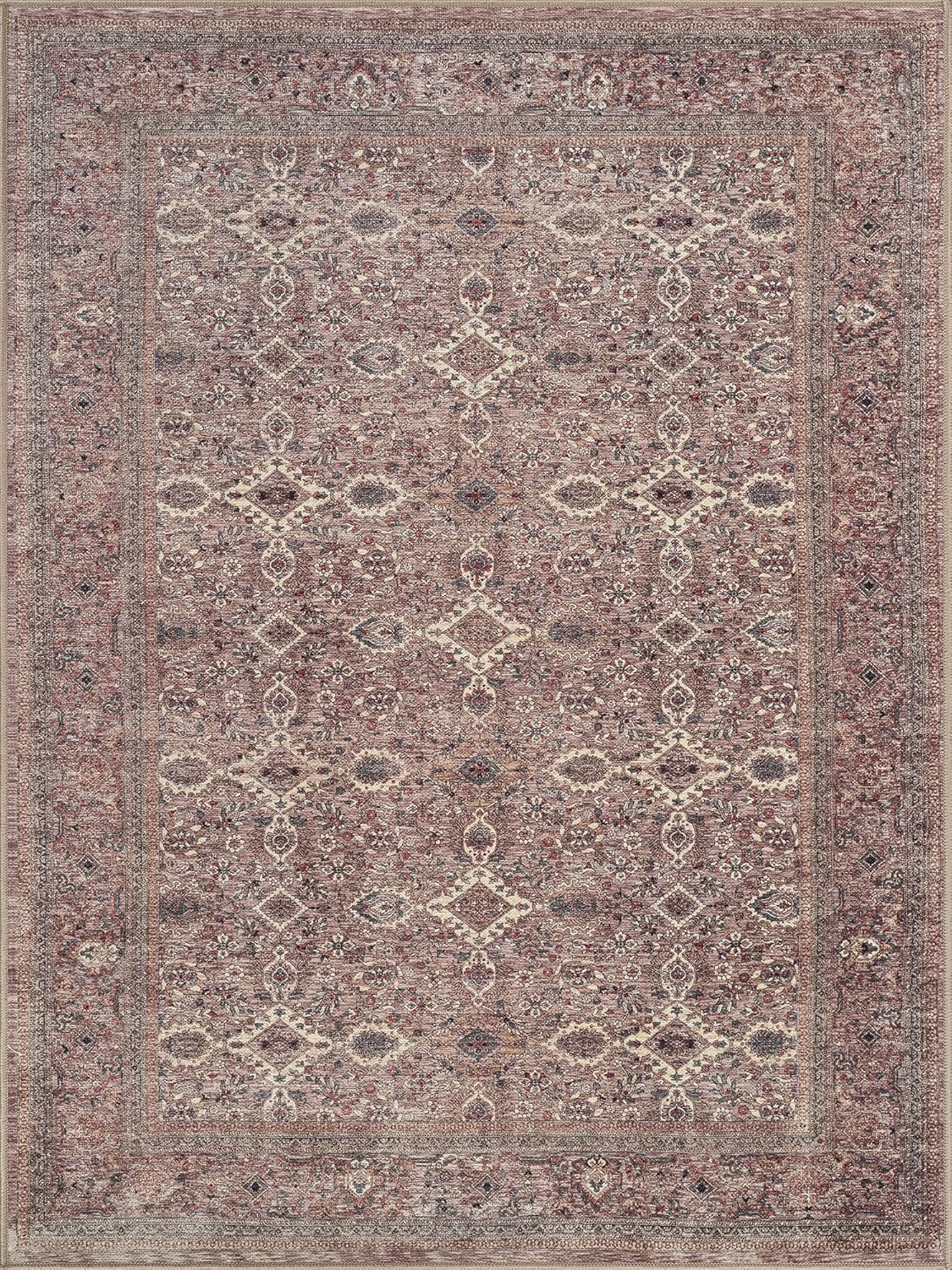 Bloom Rugs Washable Non-Slip 8' x 10' Rug - Beige Traditional Bordered Area Rug for Living Room, Bedroom, Dining Room, and Kitchen - Exact Size: 8' x 10'