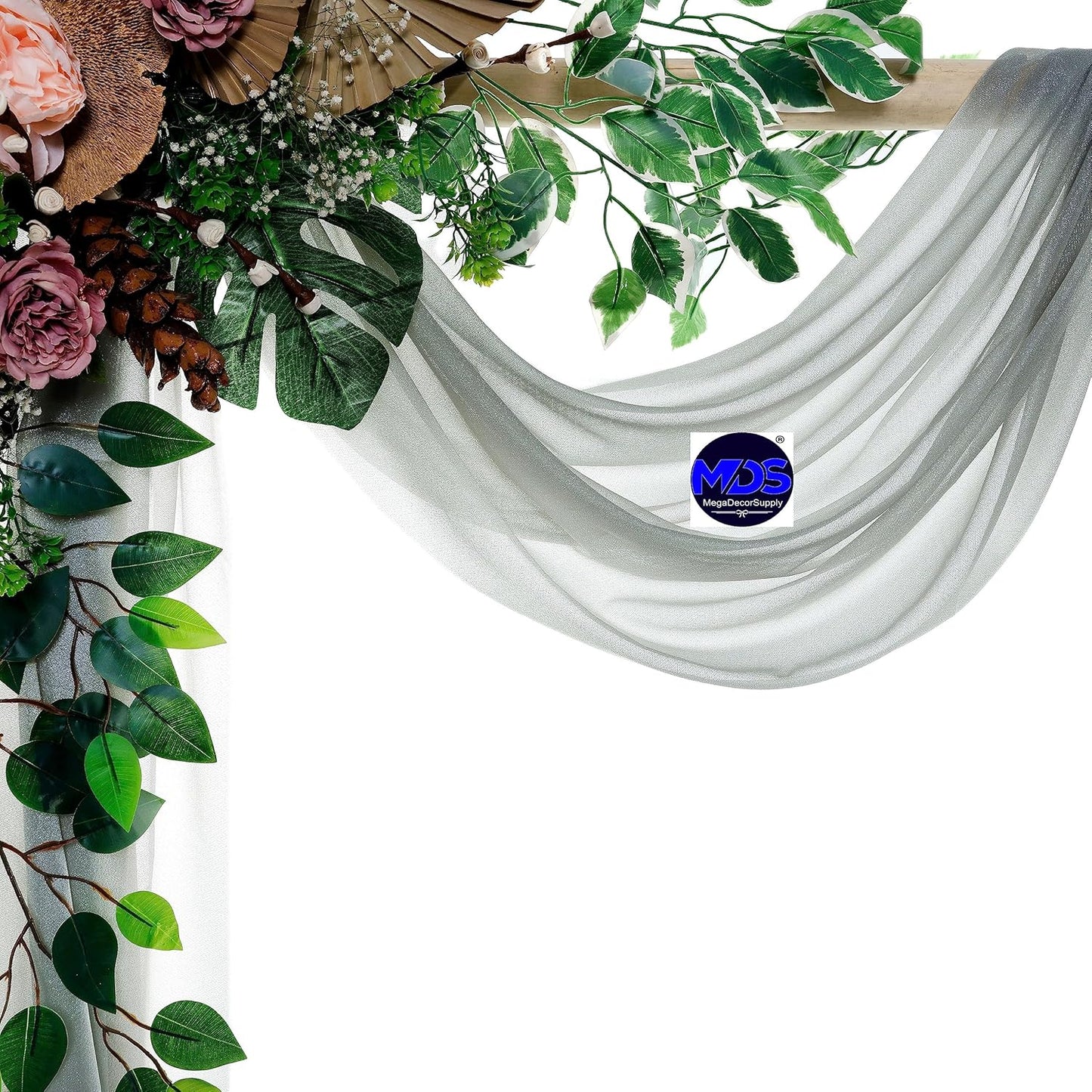 MDS Halloween Chiffon Draping Fabric - 1 Panel, 30" Wide x 75ft Long - Sheer Spooky Arbor & Canopy Drapery for Haunted House Backdrops, Party Ceilings, DIY Costumes & Themed Events - Gray