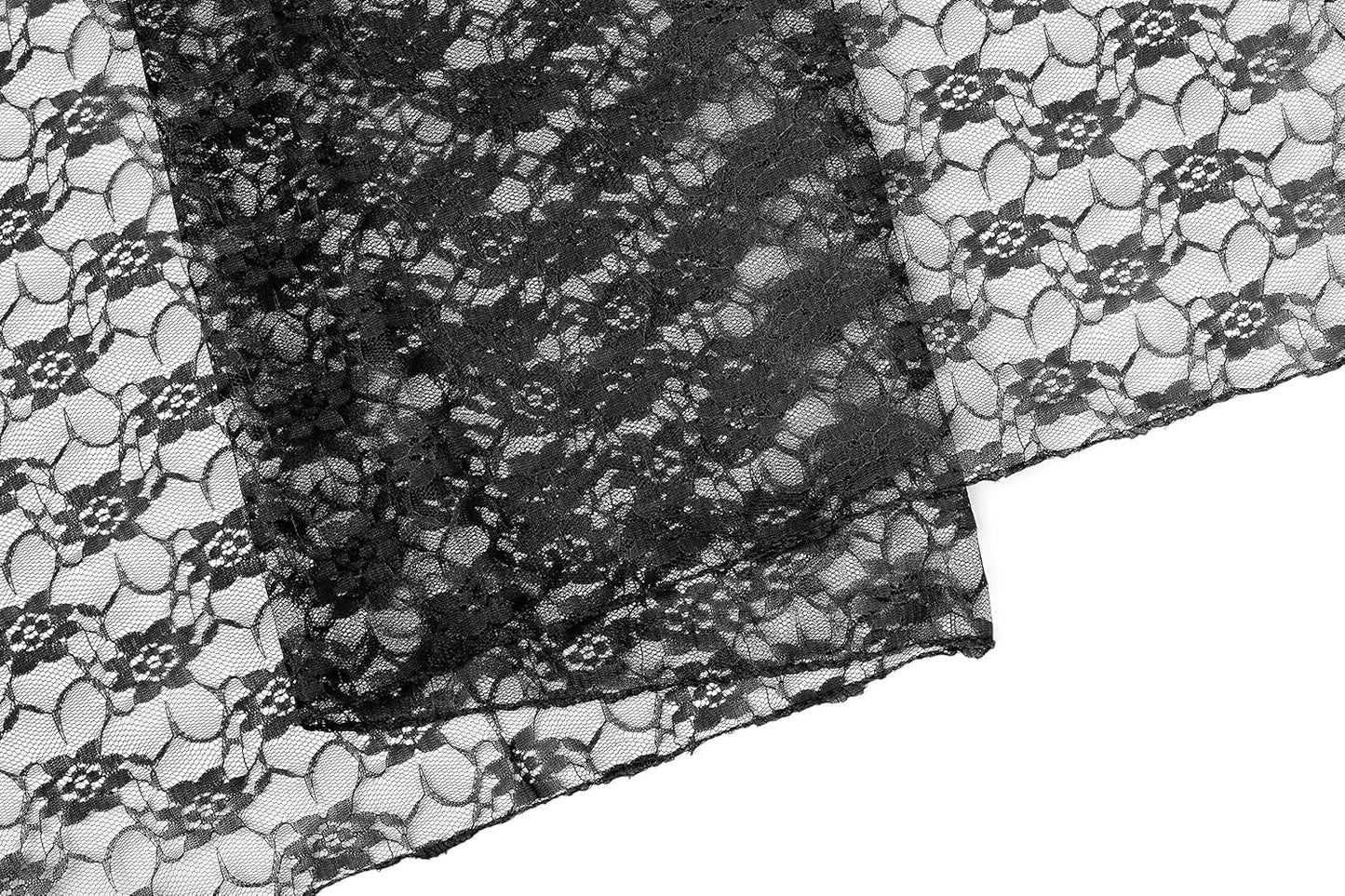 MDS Pack of 25 Wedding 12 x 108 inches Lace Table Runner for Wedding, Decorations for Birthday Parties, Banquets, Graduations, Engagements, and Runners fit Rectangle, Round Table- Black