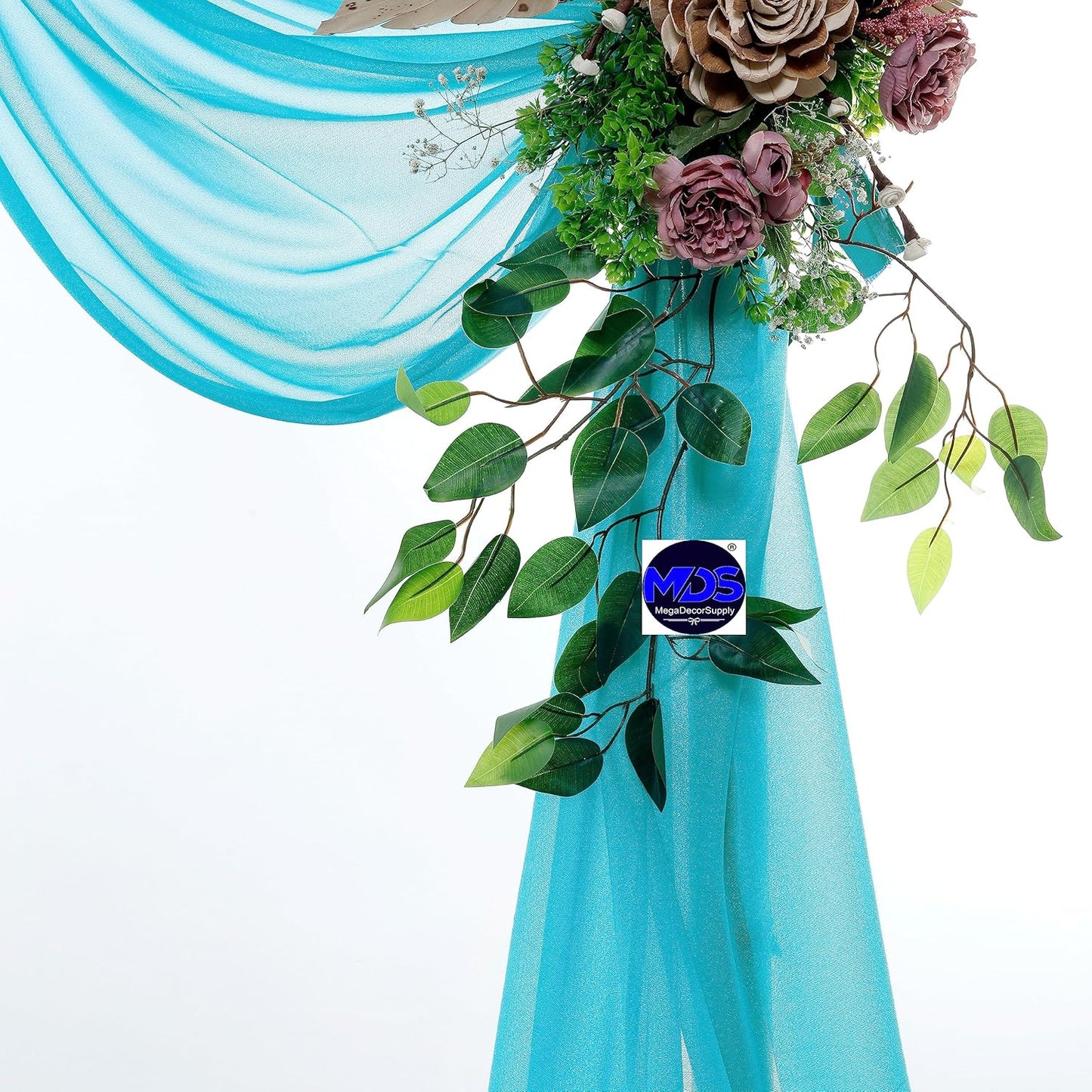 MDS Halloween Chiffon Draping Fabric - 1 Panel, 30" Wide x 50ft Long - Sheer Spooky Arbor & Canopy Drapery for Haunted House Backdrops, Party Ceilings, DIY Costumes & Themed Events - Peacock Blue