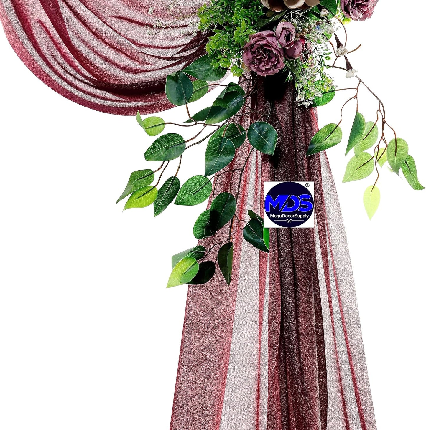MDS Halloween Chiffon Draping Fabric - 2 Panel, 30" Wide x 50ft Long - Sheer Spooky Arbor & Canopy Drapery for Haunted House Backdrops, Party Ceilings, DIY Costumes & Themed Events - Burgundy