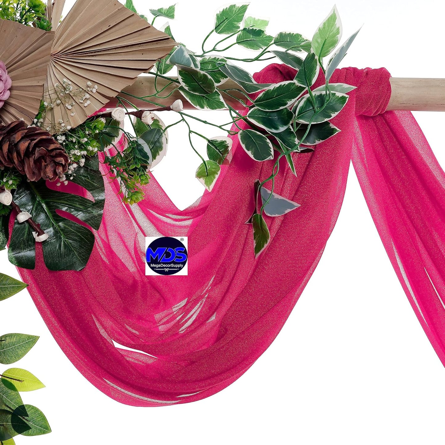 MDS Halloween Chiffon Draping Fabric - 2 Panel, 30" Wide x 100ft Long - Sheer Spooky Arbor & Canopy Drapery for Haunted House Backdrops, Party Ceilings, DIY Costumes & Themed Events - Hot Pink