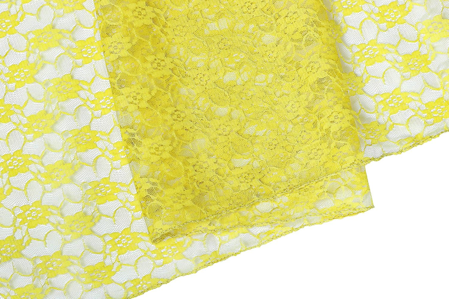 MDS Pack of 25Wedding 12 x 108 inches Lace Table Runner for Wedding, Decorations for Birthday Parties, Banquets, Graduations, Engagements, and Runners fit Rectangle, Round Table- Yellow