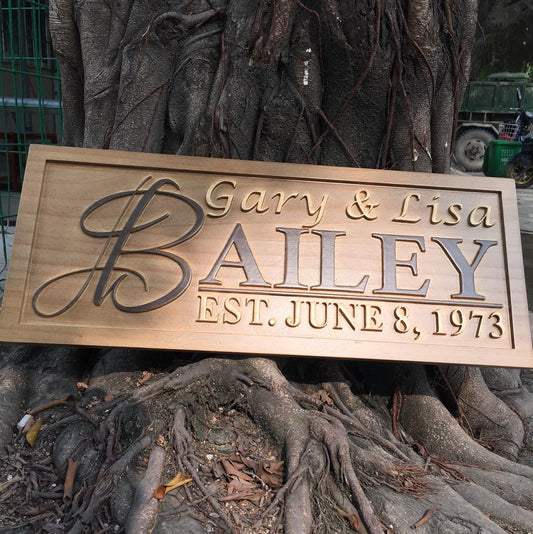 ADVPRO Personalized Custom Made Solid Pine Wood rustic home sign décor - wedding, anniversary, housewarming - fully customized with First/Last/Family name/Surname or date - wpa0002