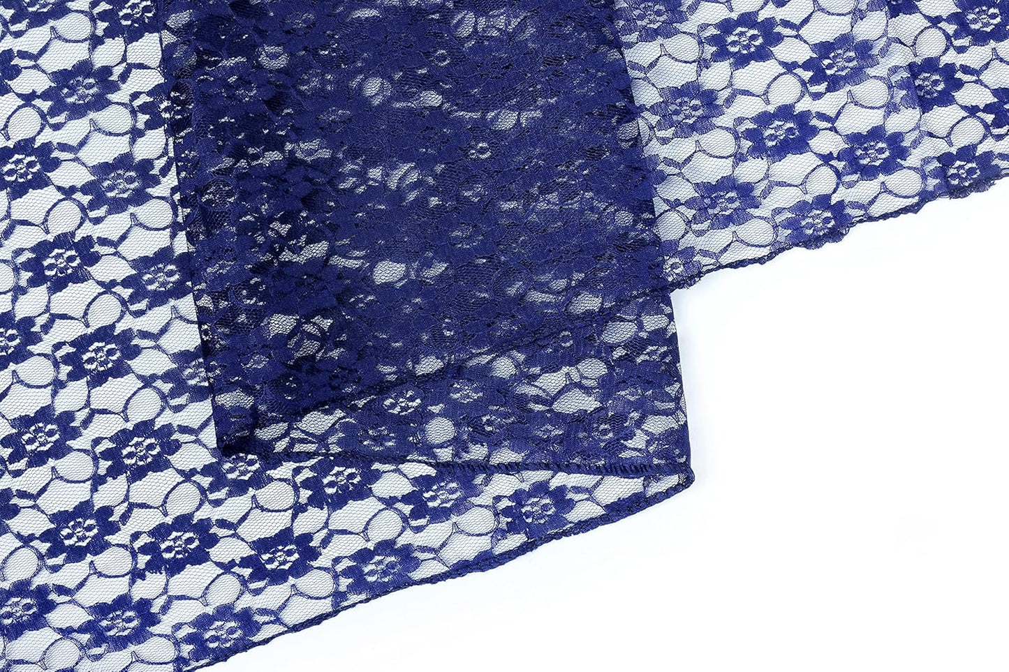 MDS Pack of 15 Wedding 12 x 108 inches Lace Table Runner for Wedding, Decorations for Birthday Parties, Banquets, Graduations, Engagements, and Runners fit Rectangle, Round Table- Navy Blue