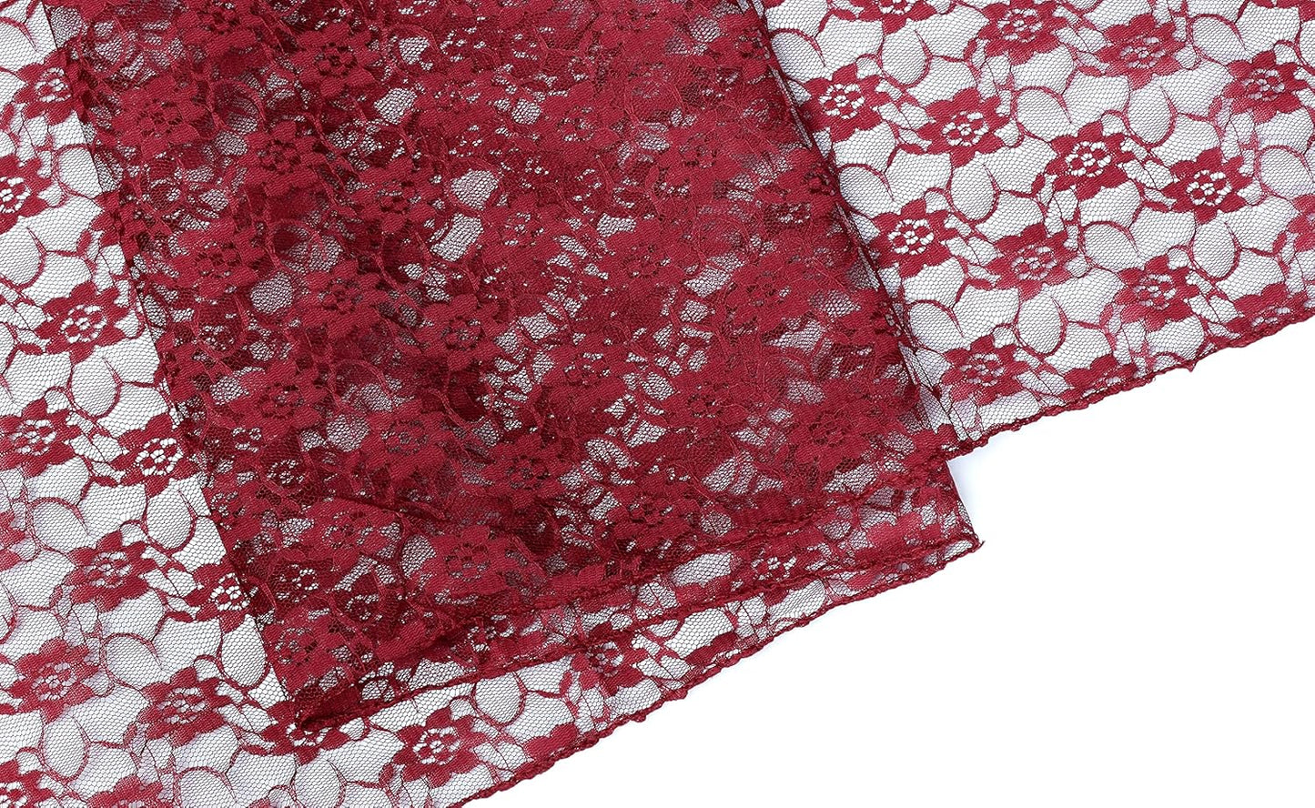 MDS Pack of 20 Wedding 12 x 108 inches Lace Table Runner for Wedding, Decorations for Birthday Parties, Banquets, Graduations, Engagements, and Runners fit Rectangle, Round Table- Maroon