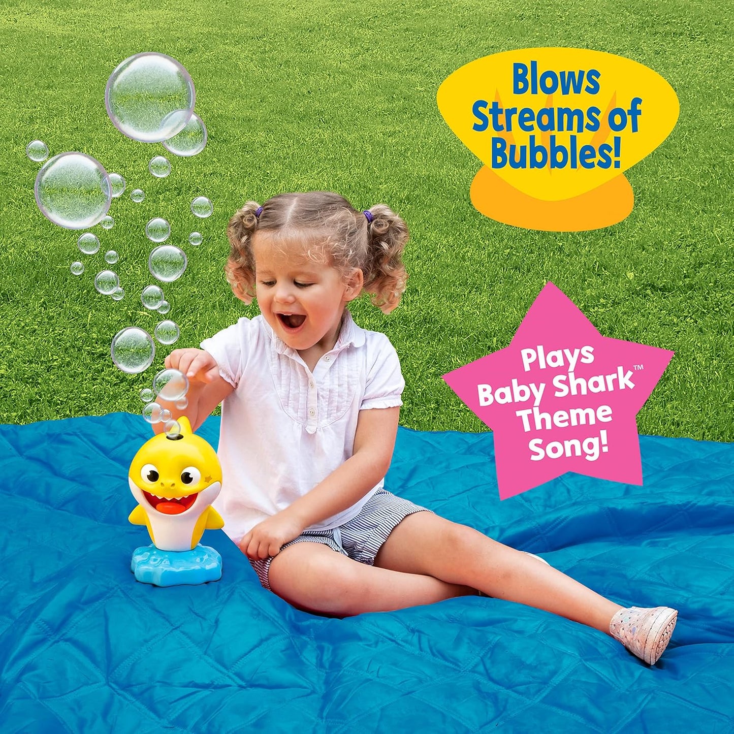 Little Kids Baby Shark NO Spill Musical Bubble Machine,Bubble Toy for Baby, Toddlers and,Amazon Toys Exclusive with 20oz of Extra Bubble Solution 91273E Multicolor
